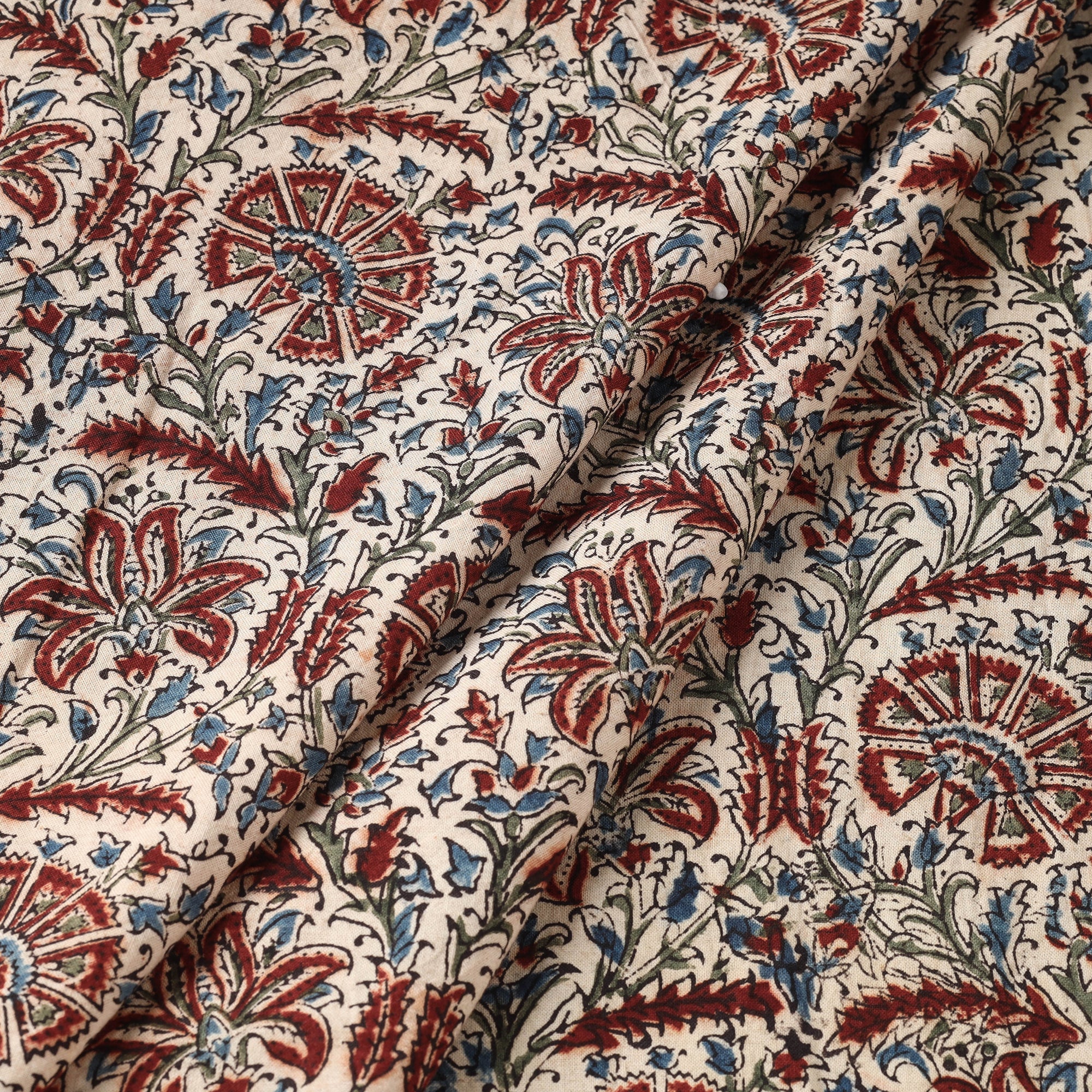 PITCHUKA SRINIVAS KALAMKARI PEDANA Brown - Pedana Kalamkari Hand Block Printed Cotton Fabric - view 2