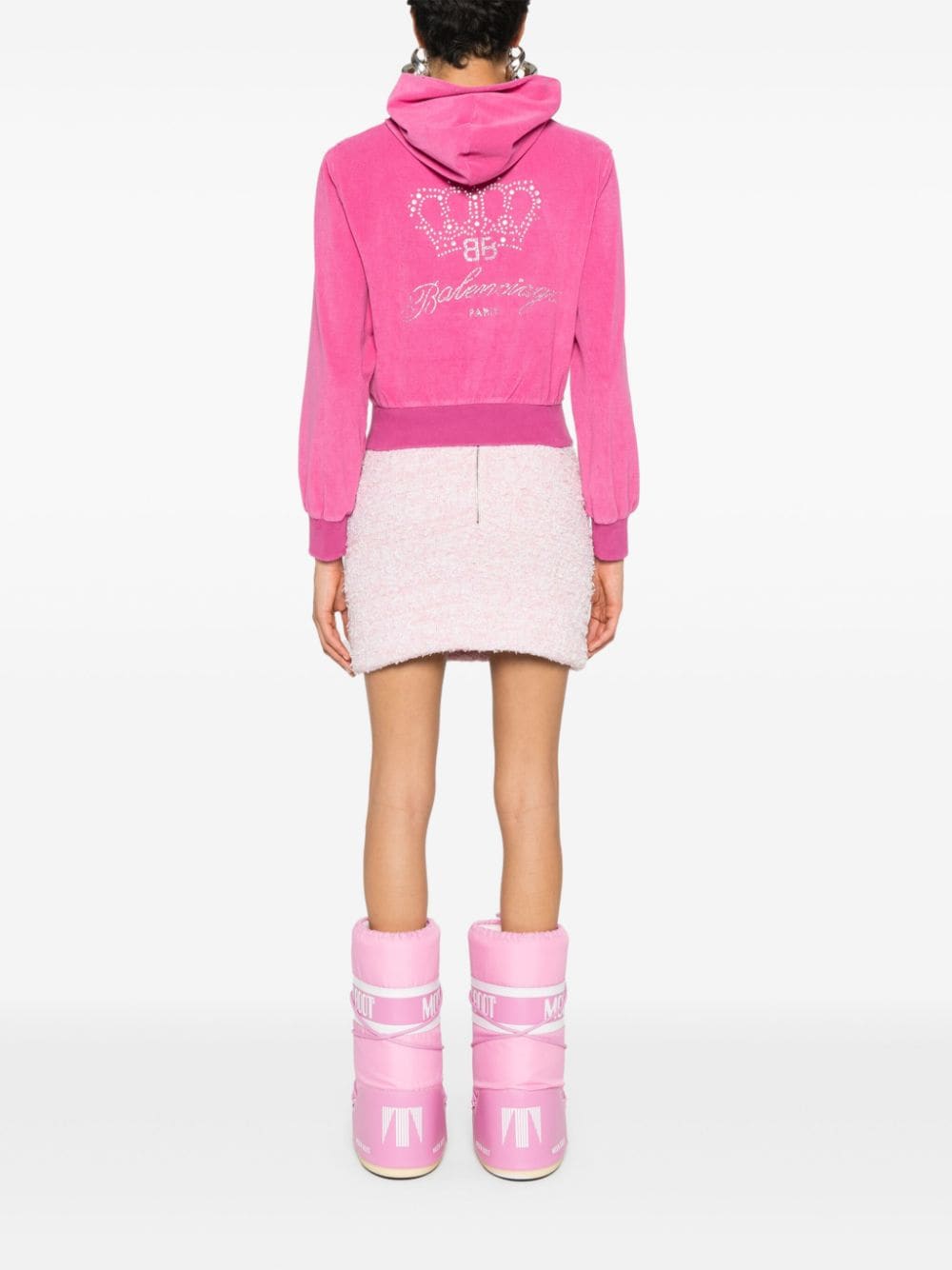 Balenciaga Rhinestone-logo zipped hoodie – Cotton 68% Polyester 32% - view 2