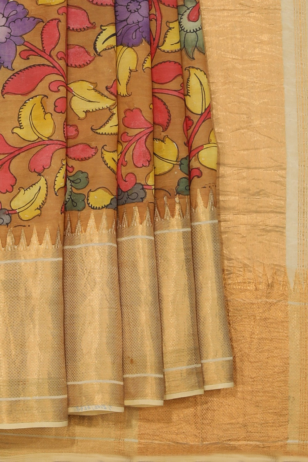 Kalanjali Kalamkari Hand-Painted Mangalgiri Silk Saree