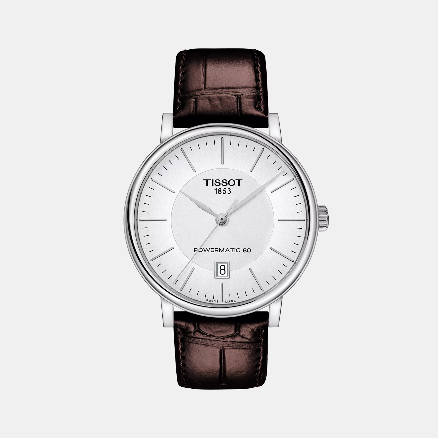 Tissot Carson Men Analog Silver Dial Automatic Leather Watch T1224071603100