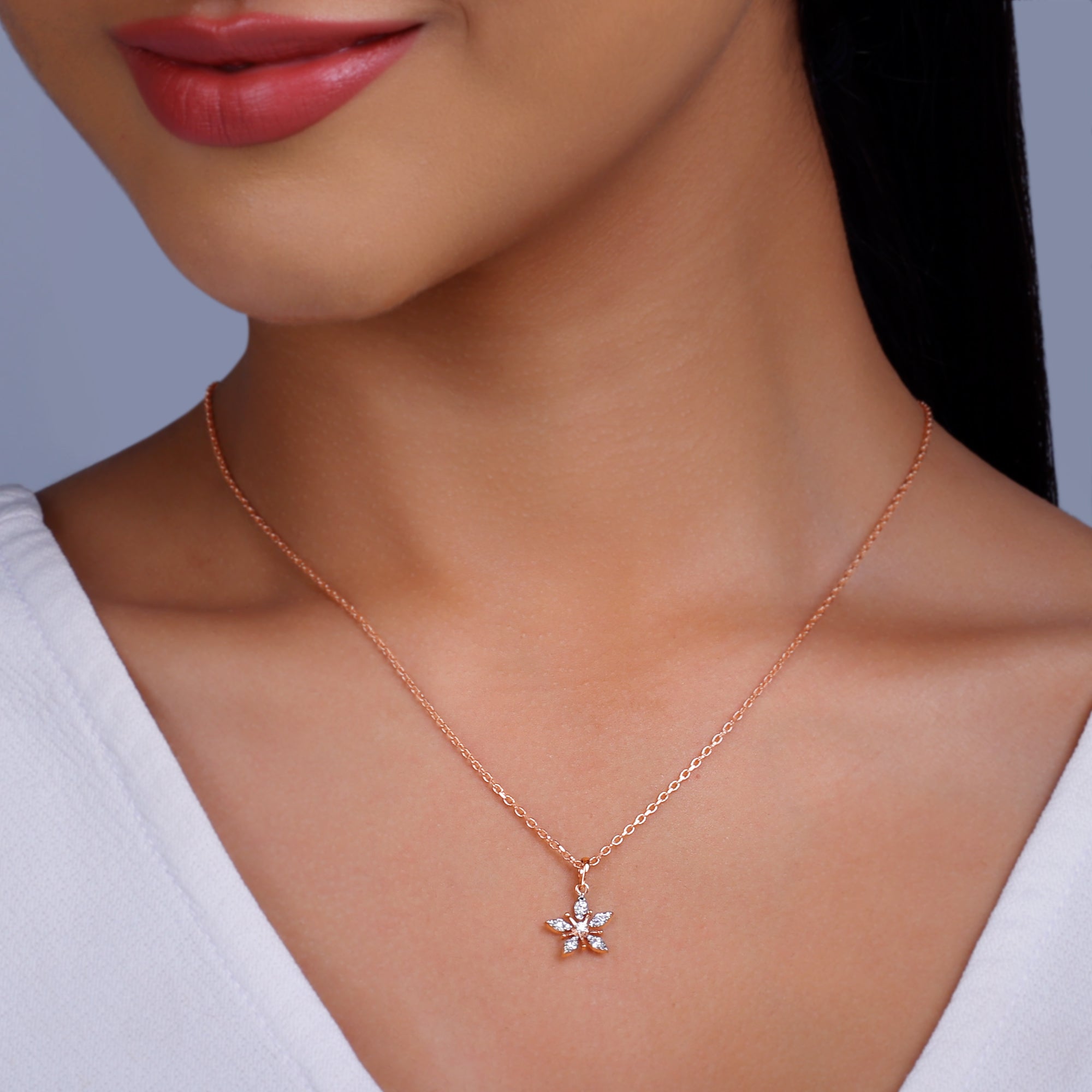 GIVA Jewellery Rose Gold Geranium Diamond Pendant - view 3