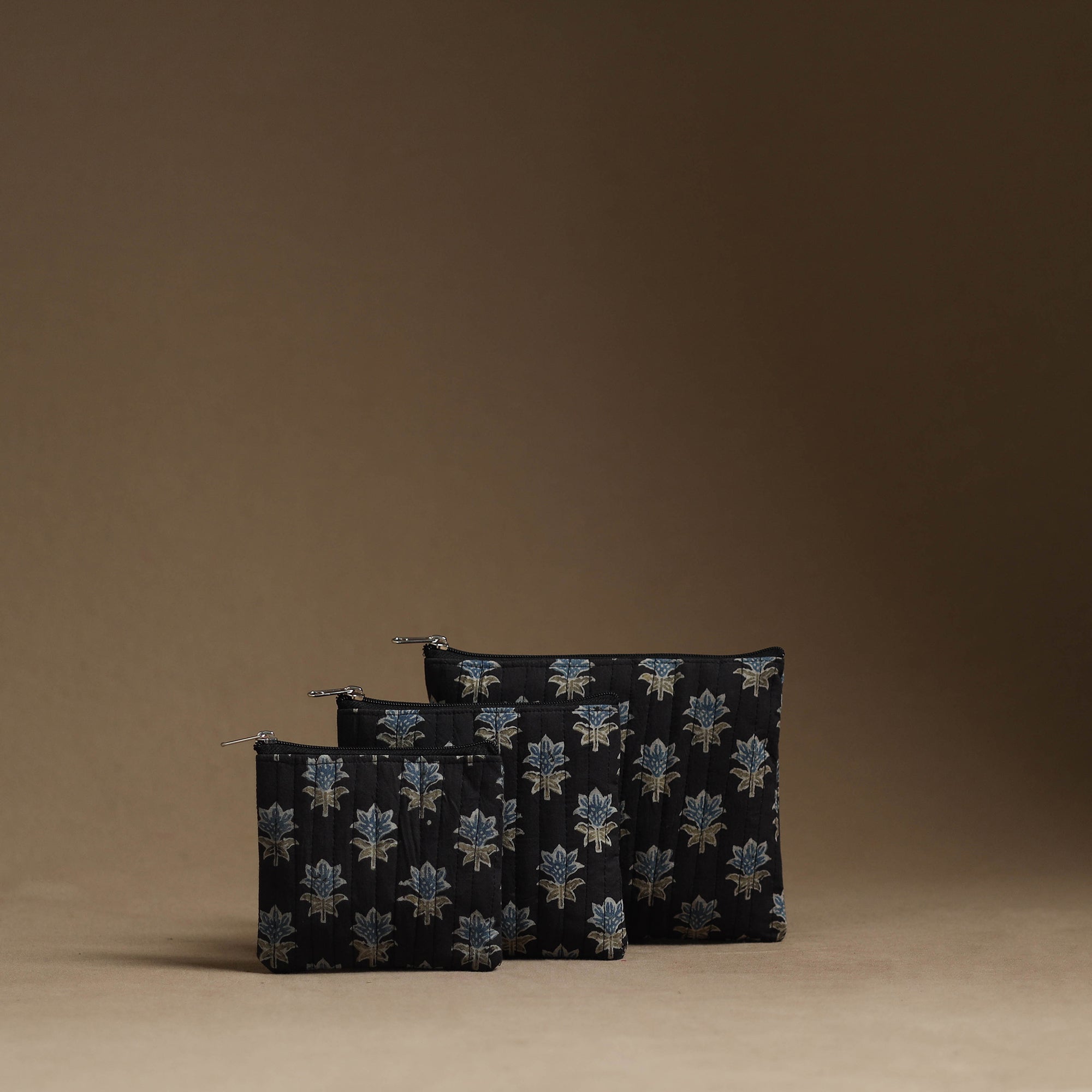 NOORI BAZAR Black - Handmade Cotton Multipurpose Utility Pouches (set of 3) 13