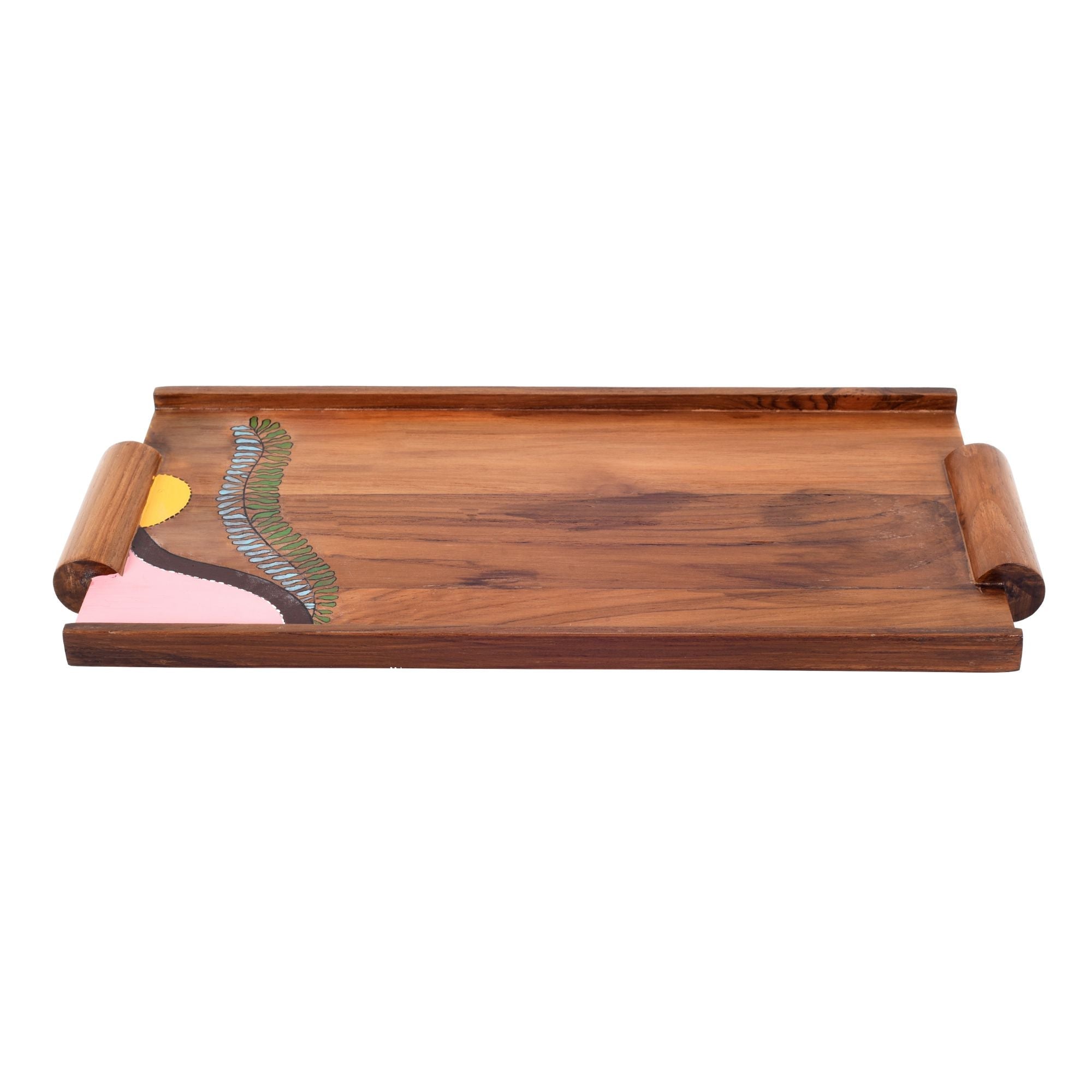 ART CREATIONS BY SUMAN SONTHALIA Brown - Leaf Patterns Rectangular Serving Trays (16.5x7.5x1) - view 3
