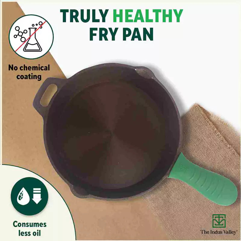 The Indus Valley Super Smooth Cast Iron Fry Pan, Silicon Handle, 100% Pure, Toxin-free,Pre-seasoned, Induction, Non-stick, 20.3/25.4cm, 1.3/1.7L, 2.3/ - view 4