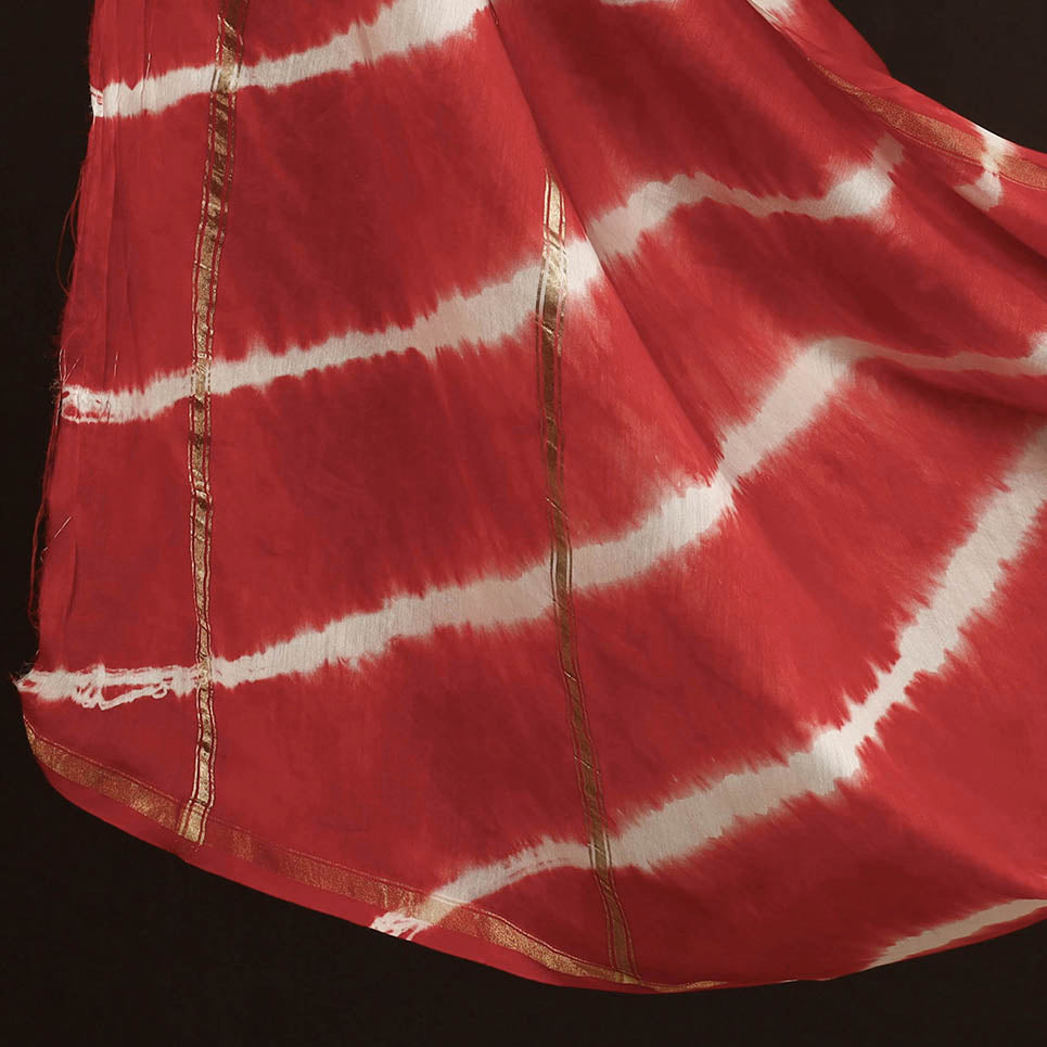 ARTISAN HAND BLOCK PRINTS Black - 3pc White Miura Shibori Tie-Dye Chanderi Silk Suit Material Set - view 4