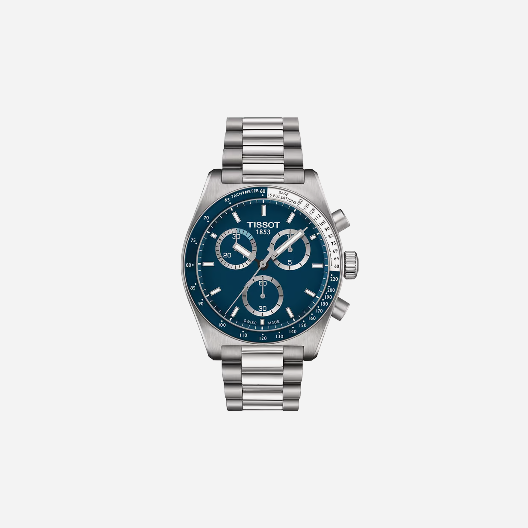 Tissot PR516 Blue Dial 42mm Grey Stainless Steel Quartz Chronograph Watch