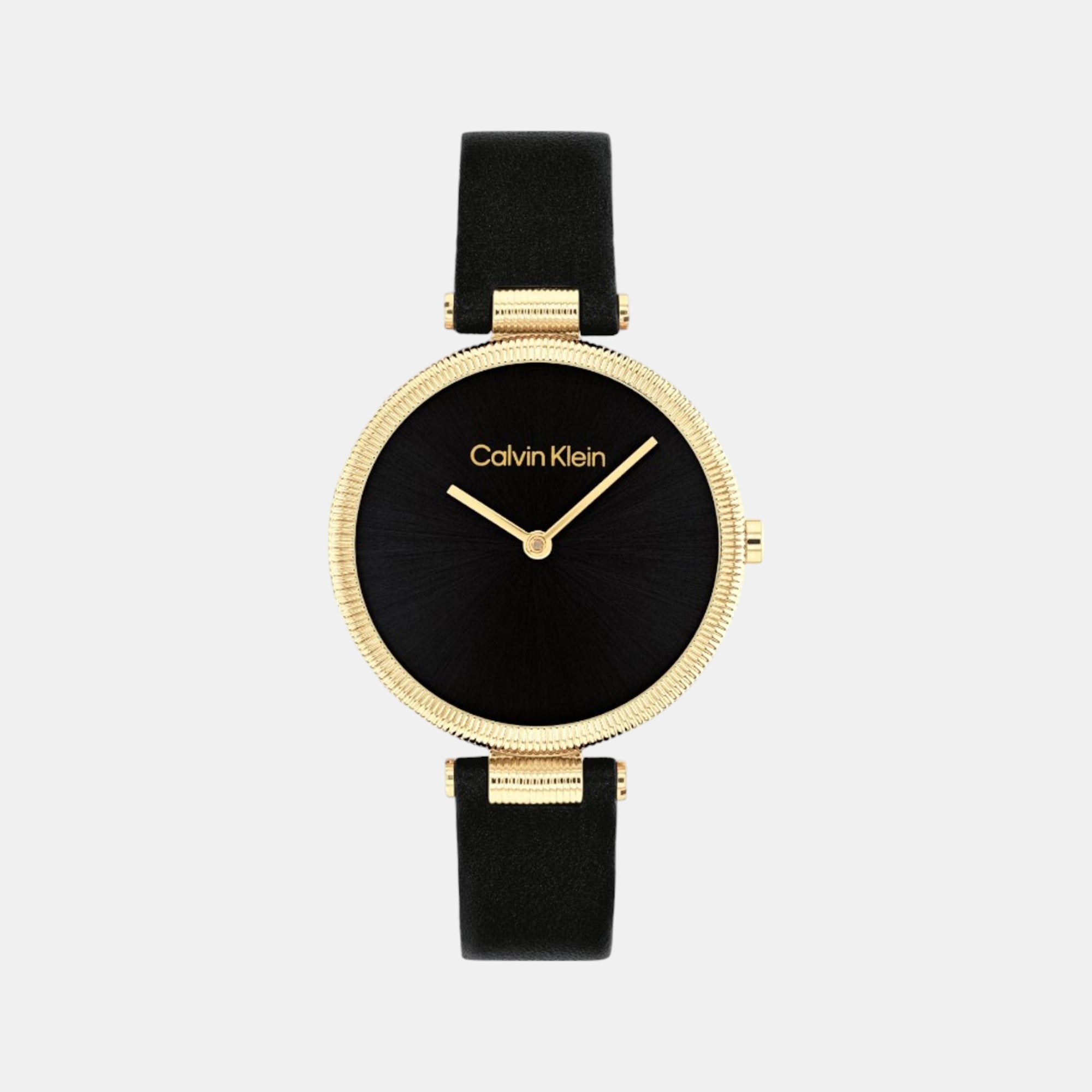 Calvin Klein Gleam Women Quartz Black Dial Analog Leather Watch 25100017