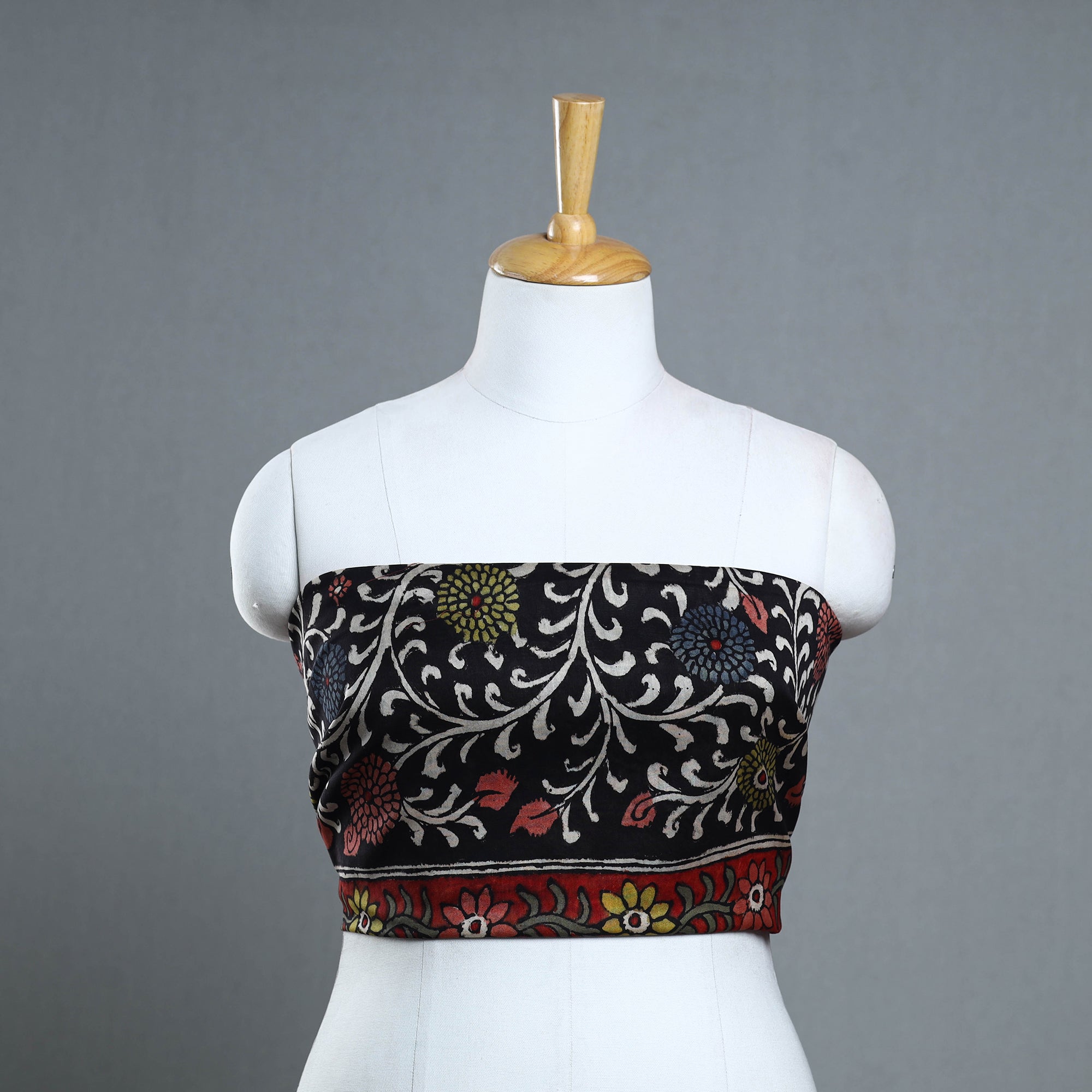 DWARAKA PLUS Black - Handpainted Chanderi Silk Kalamkari Blouse Piece 37