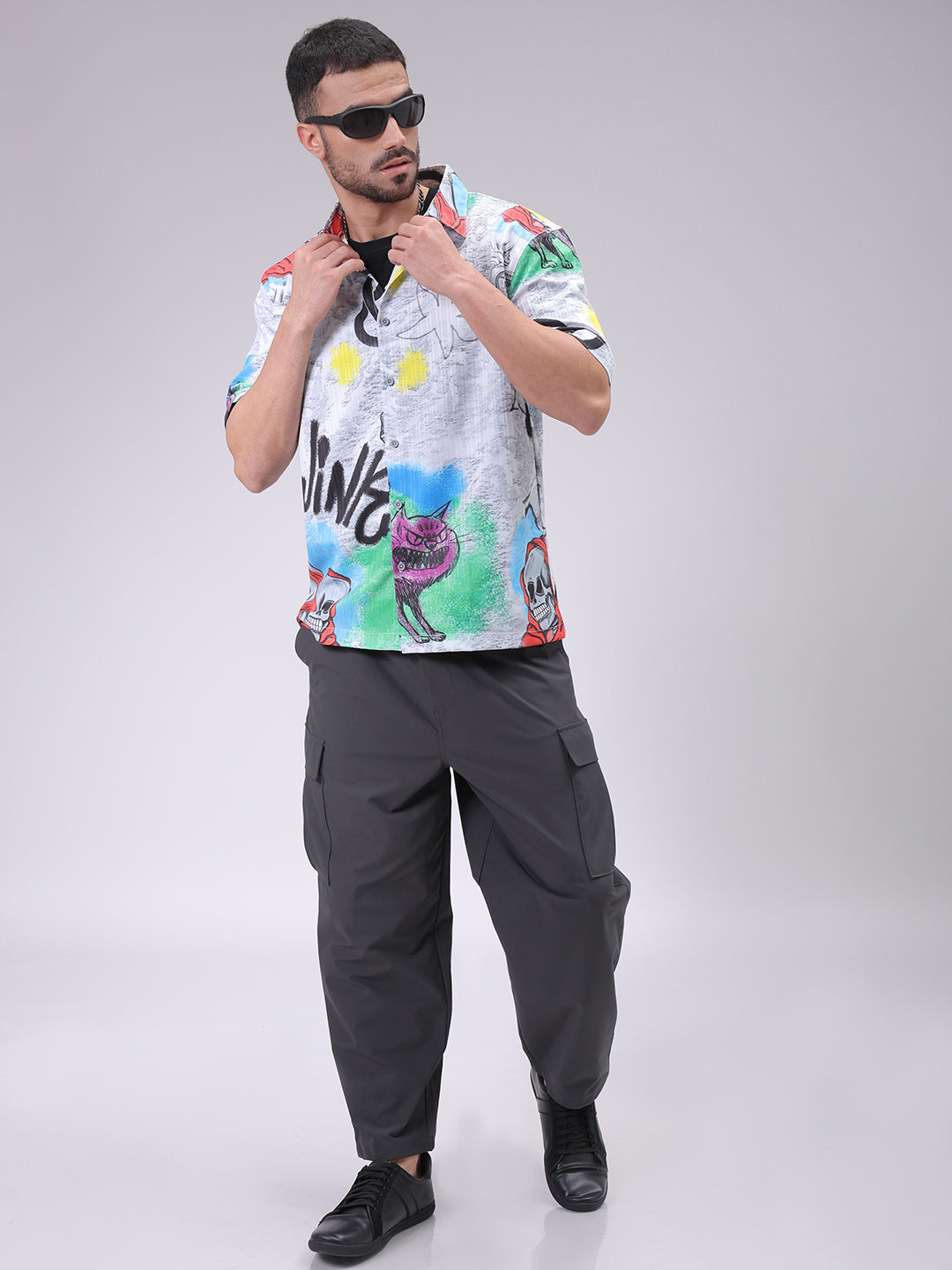 The Indian Garage Co Men's Grey Boxy Fit Character Shirt - view 2