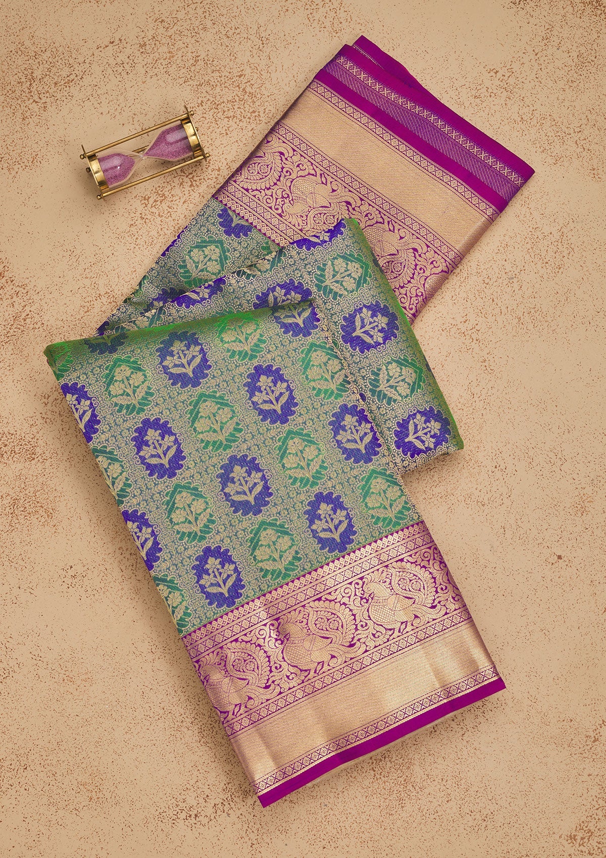 Koskii Green Zariwork Pure Silk Saree – Women's