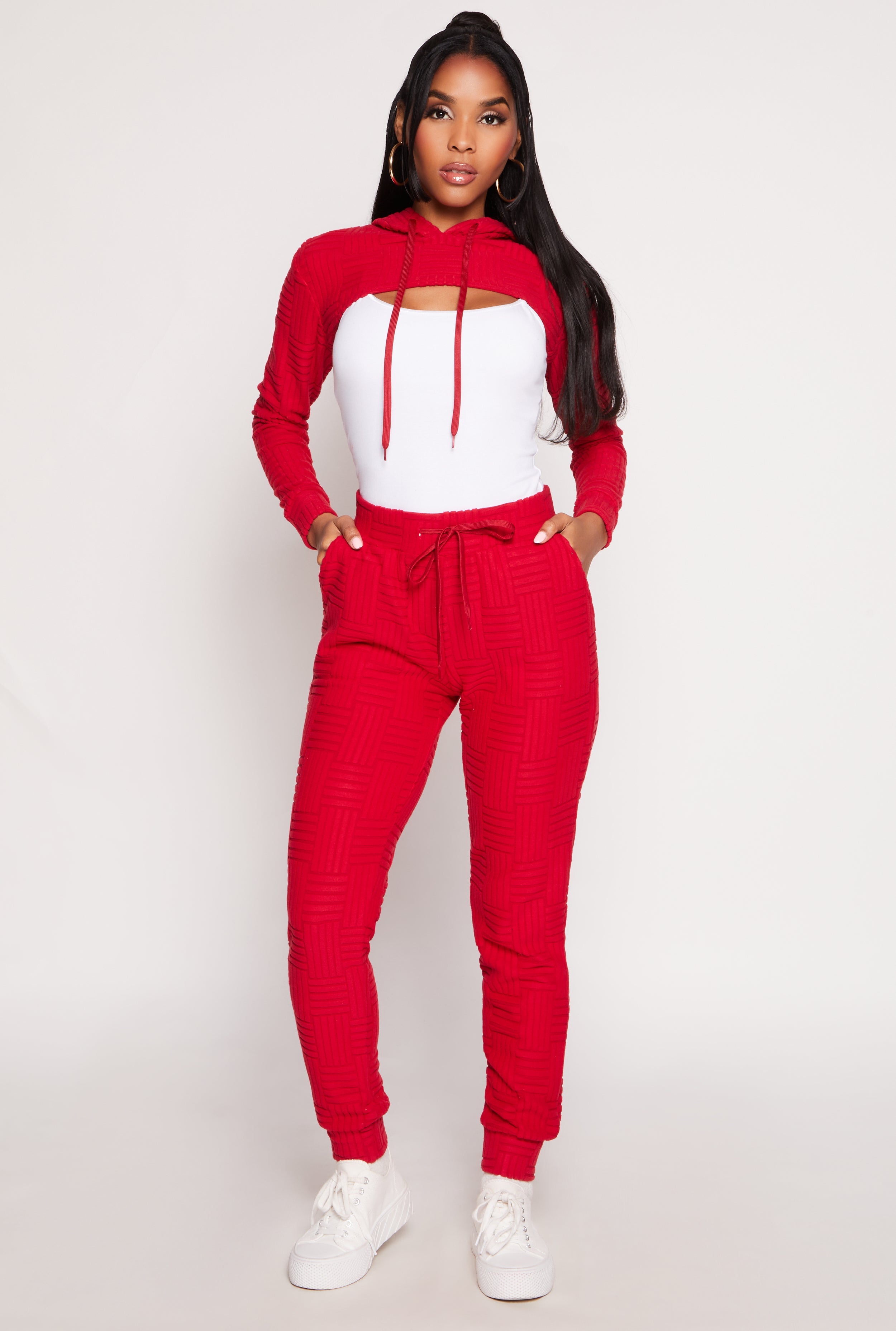 Rainbow Shops Geometric Embossed Joggers – Women's