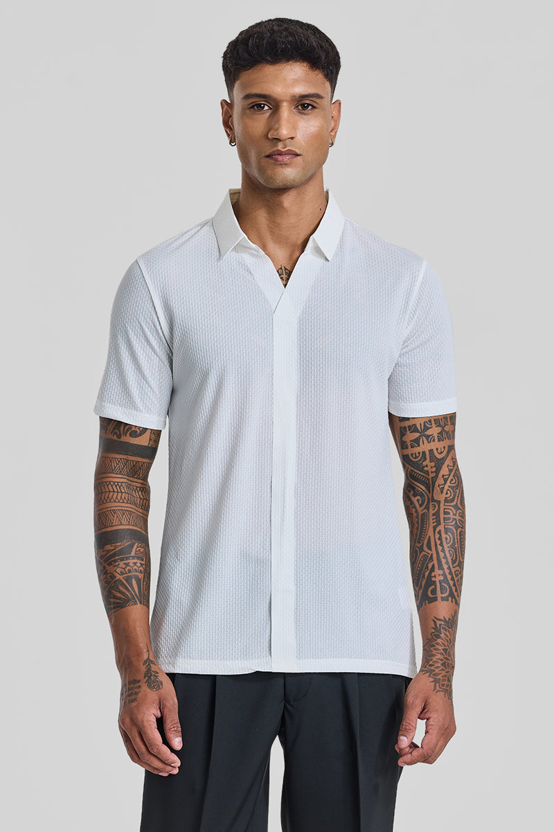 SNITCH White Textured Polo T-Shirt - view 6