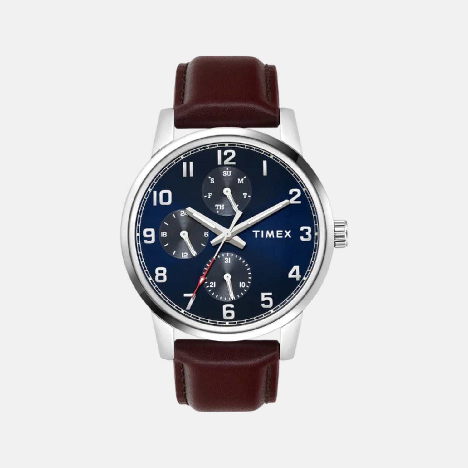 Timex Fashion Men Quartz Blue Dial Multi-Function Leather Watch TWEG18906