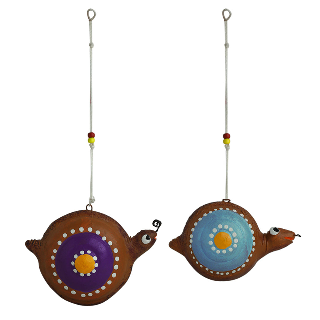 EXCLUSIVELANE 'Spiral Snails' Handpainted Garden Decorative Terracotta Hangings (Set of 2) - view 2