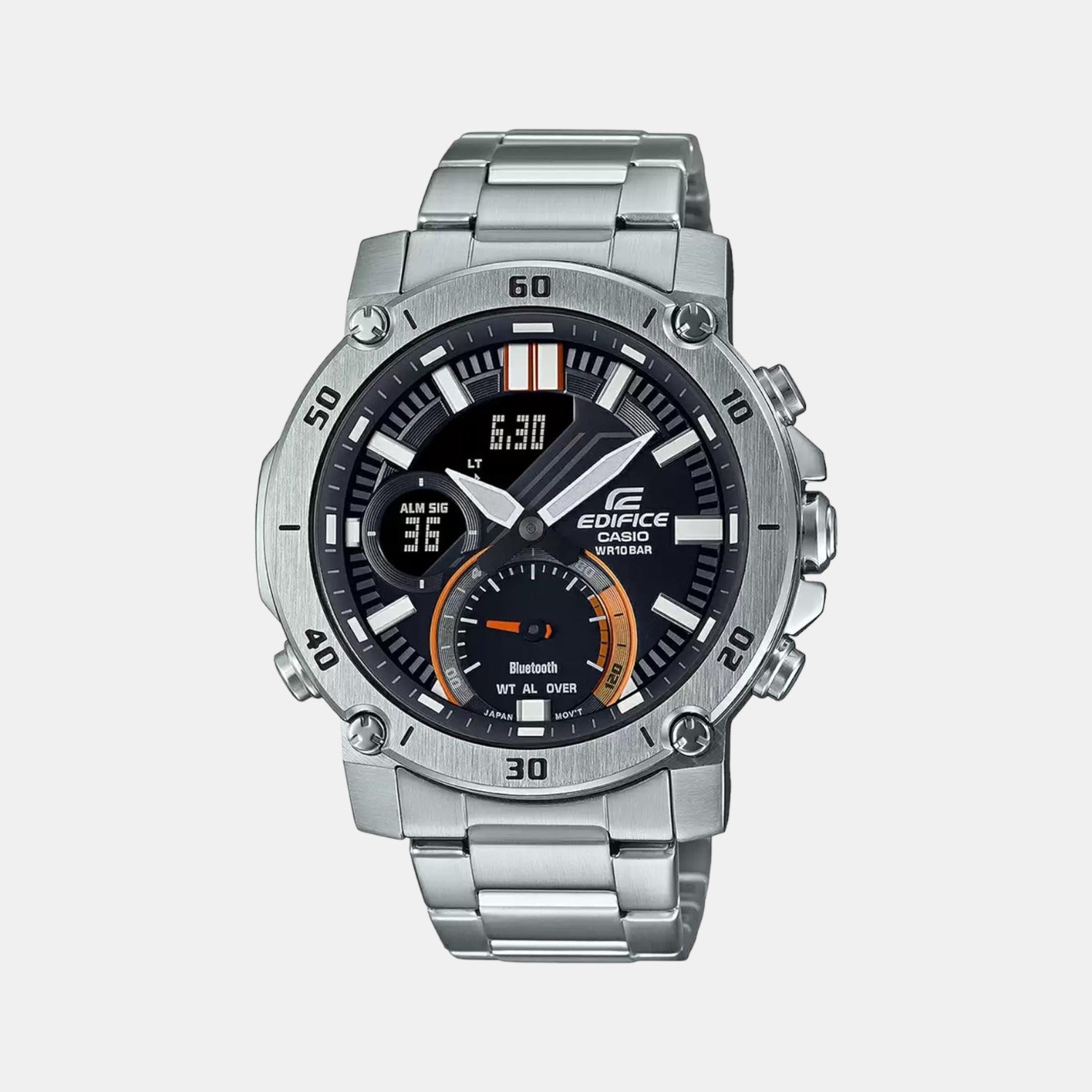 Casio Edifice Men Quartz Black Dial Analog-Digital Stainless Steel Watch EX524