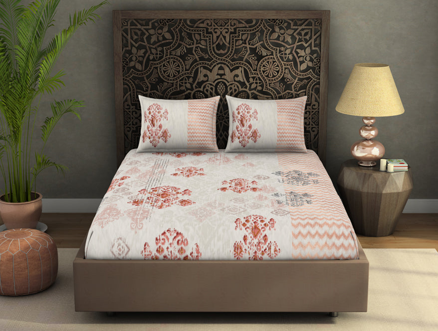 Spaces India Ornate Light Grey 100% Cotton King Size Bedsheet Rangana Digital - By Occasions