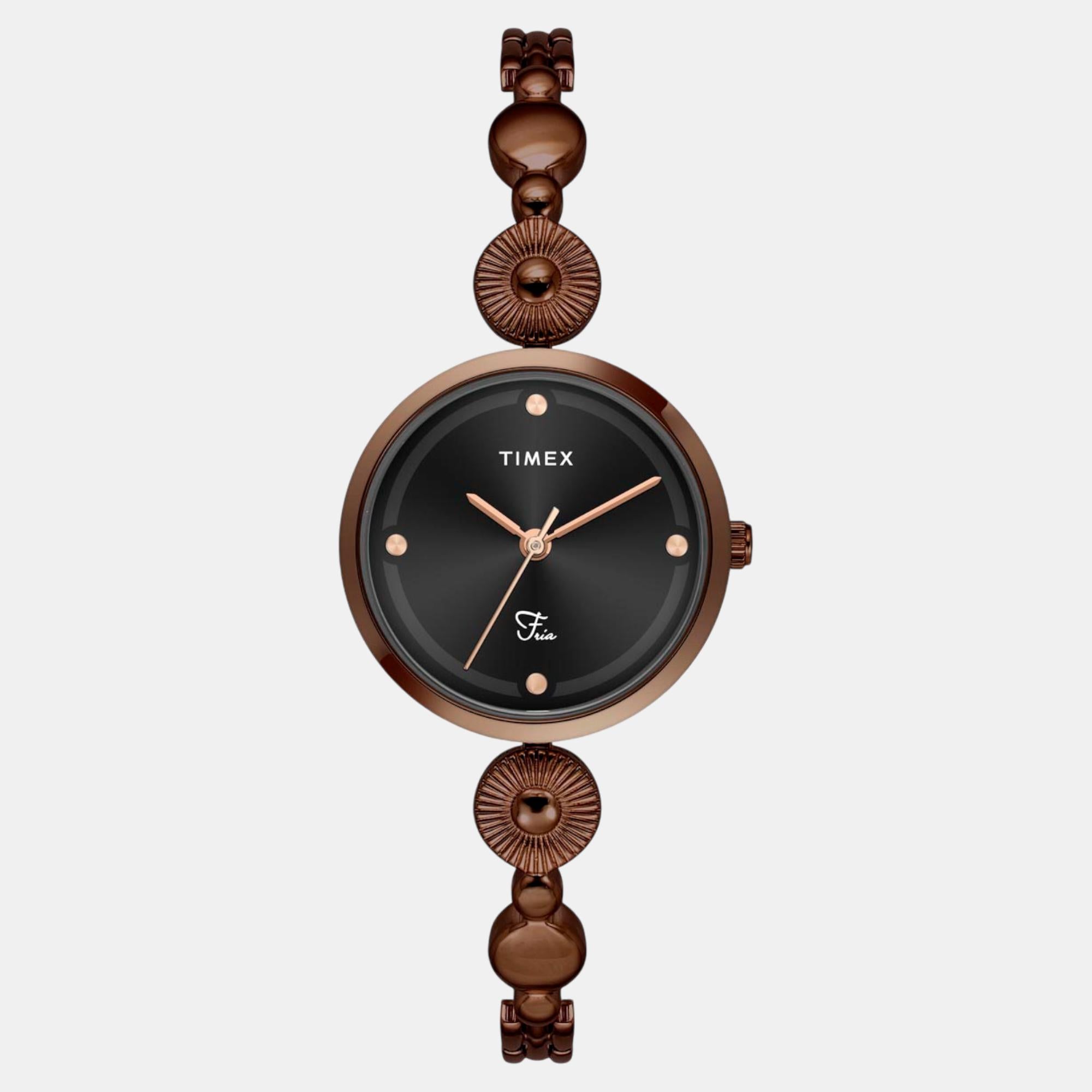 Timex Fria Women Quartz Black Dial Analog Brass Watch TWEL18204