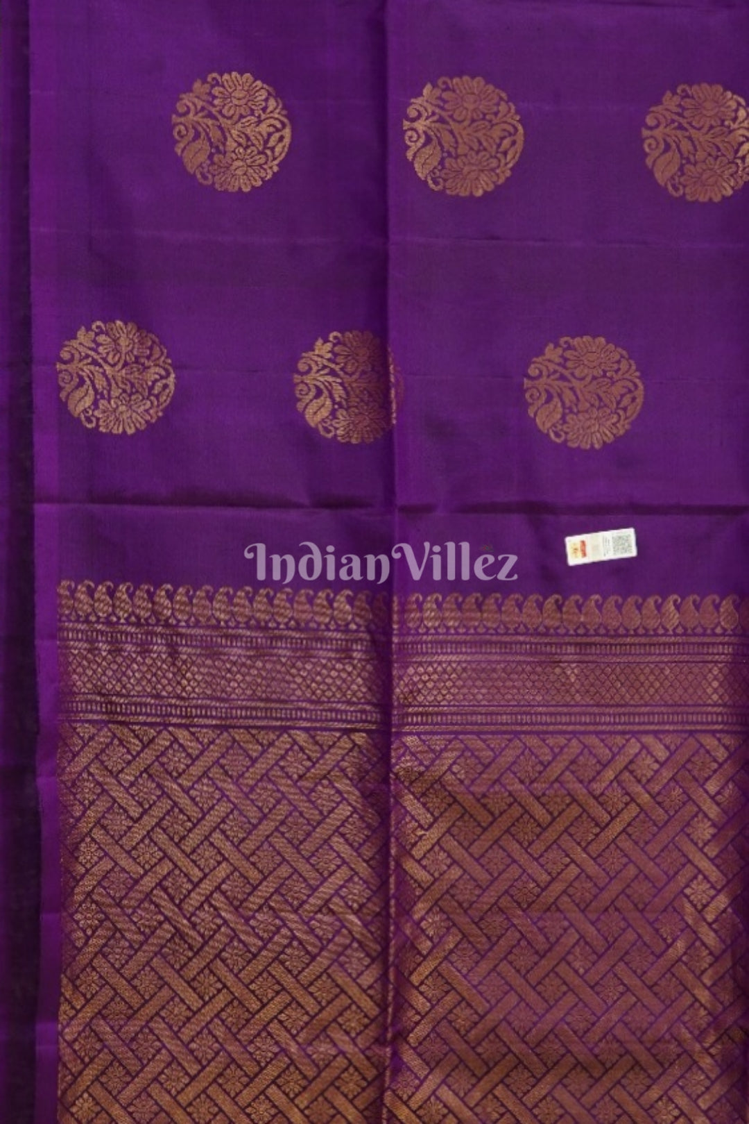IndianVillèz Purple Pure Kanjivaram Soft Silk Saree - view 4