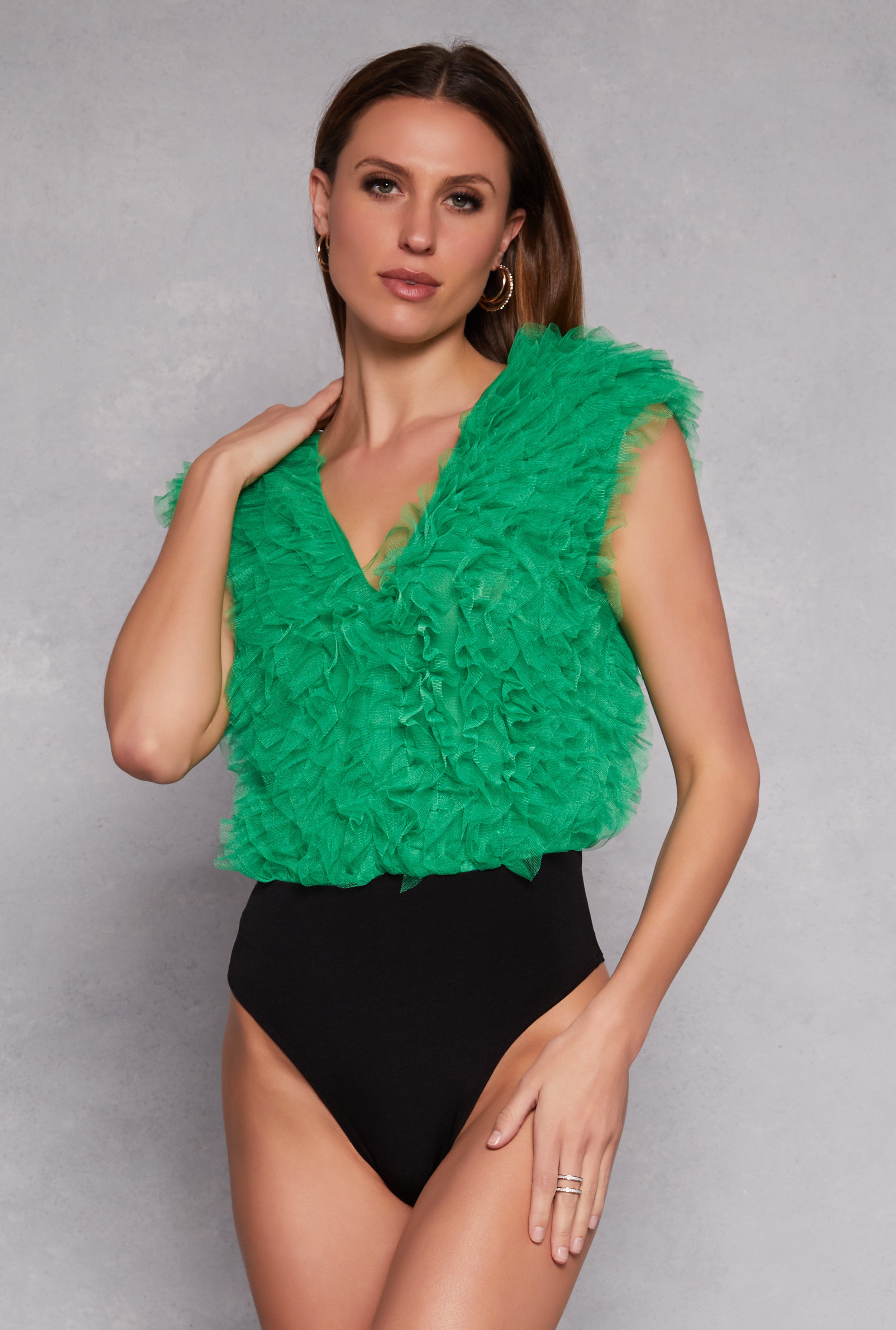 Rainbow Shops Ruffled Tulle Bodysuit – Women's