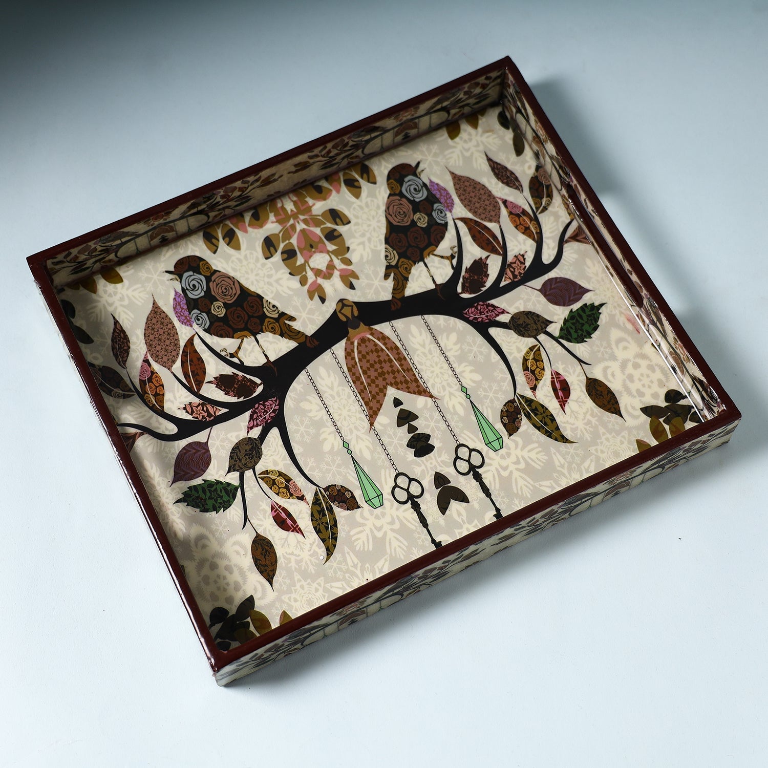 ITOKRI CRAFTS INITIATIVE Beige - Handcrafted Wooden Epoxy Resin Tray (13 x 11 in) - view 2