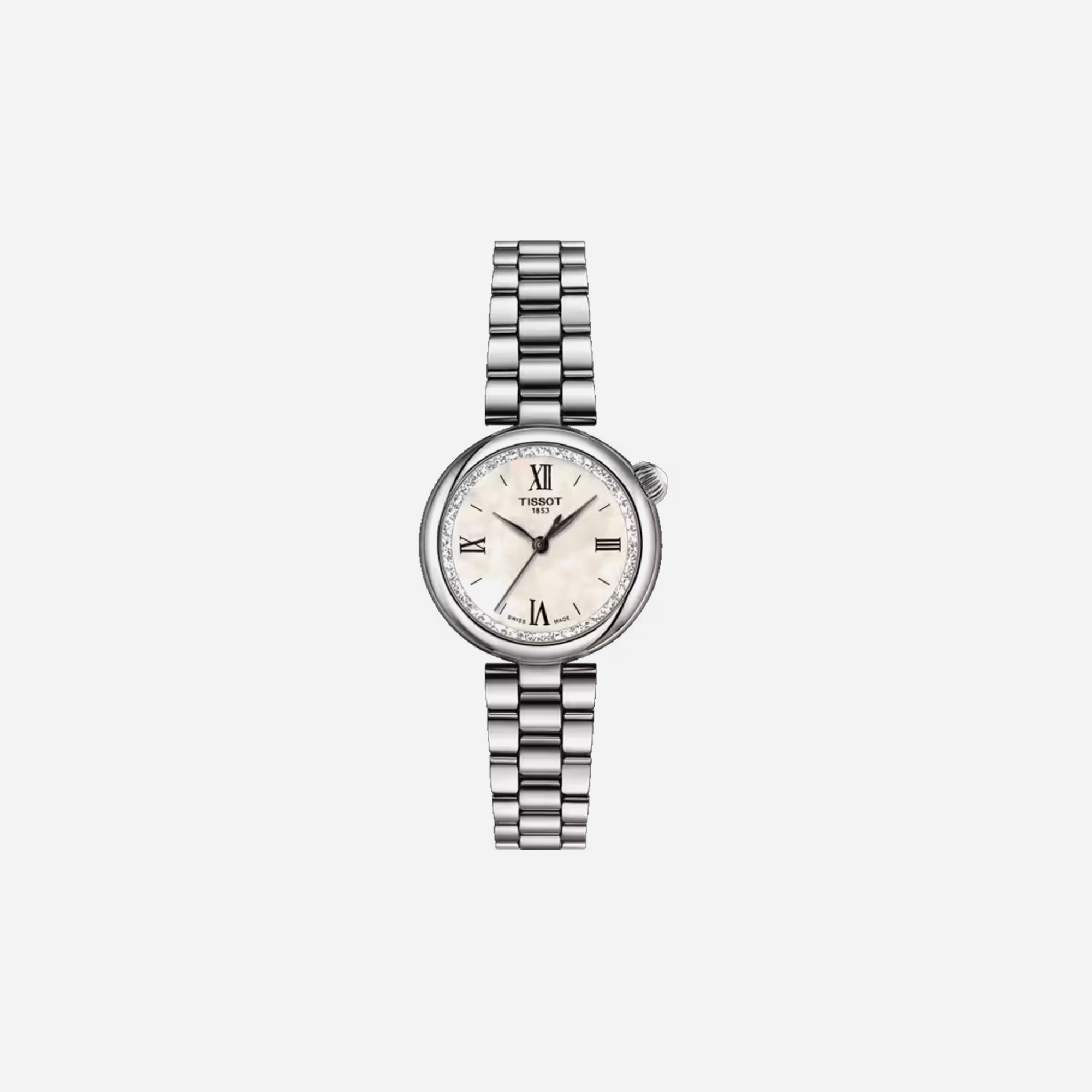 Tissot Desir 28mm White Mother-of-Pearl Dial with Grey Stainless Steel Watch