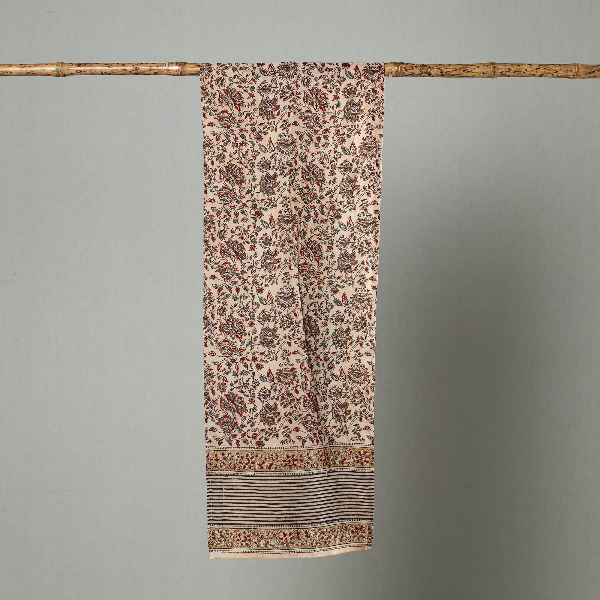 PITCHUKA SRINIVAS KALAMKARI PEDANA Beige - Pedana Block Print Natural Dyed Cotton Kalamkari Stole 40 - view 2