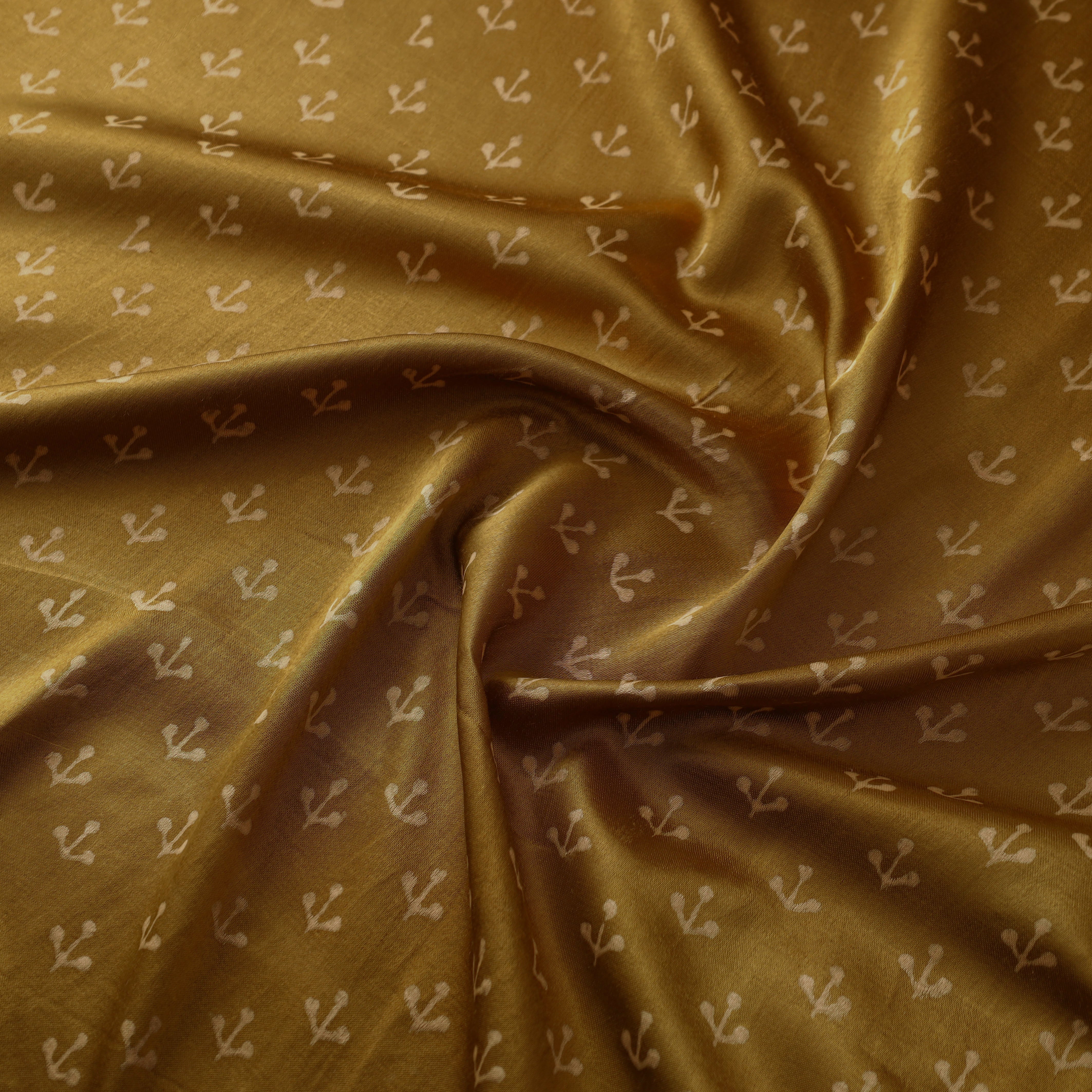 KACHCHH JI CHHAAP Brown - Mashru Silk Kutch Hand Block Printed Fabric 15 - view 3