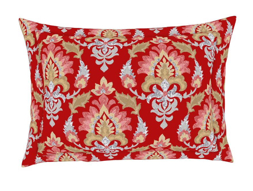 Spaces India Ornate Poppy Red - Red 100% Cotton Single Bedsheet - Atrium Ecom By Spaces - view 5