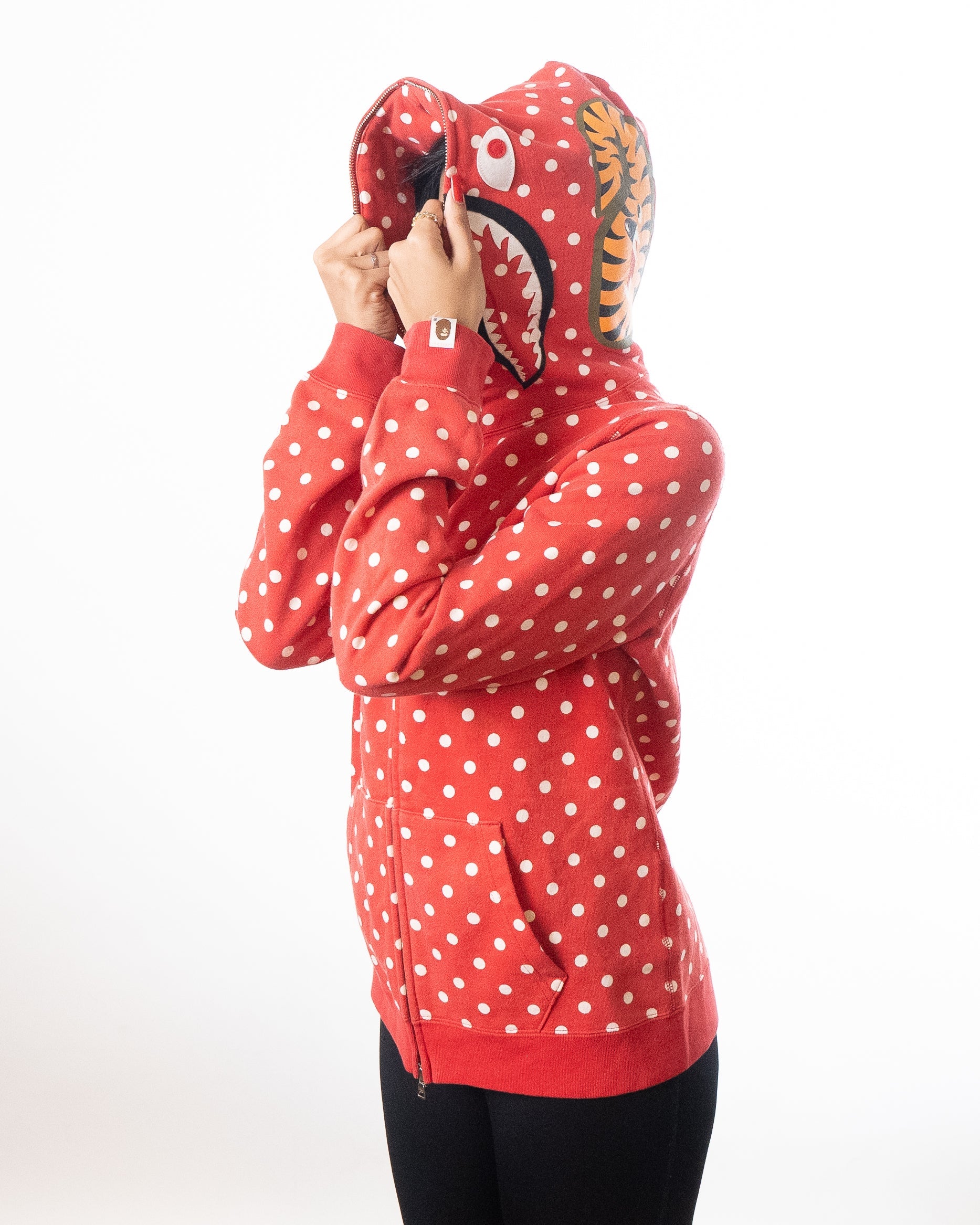 AAPE BY BATHING APE Aape By A Bathing Ape Shark Polka Dot Hoodie - Red - view 4
