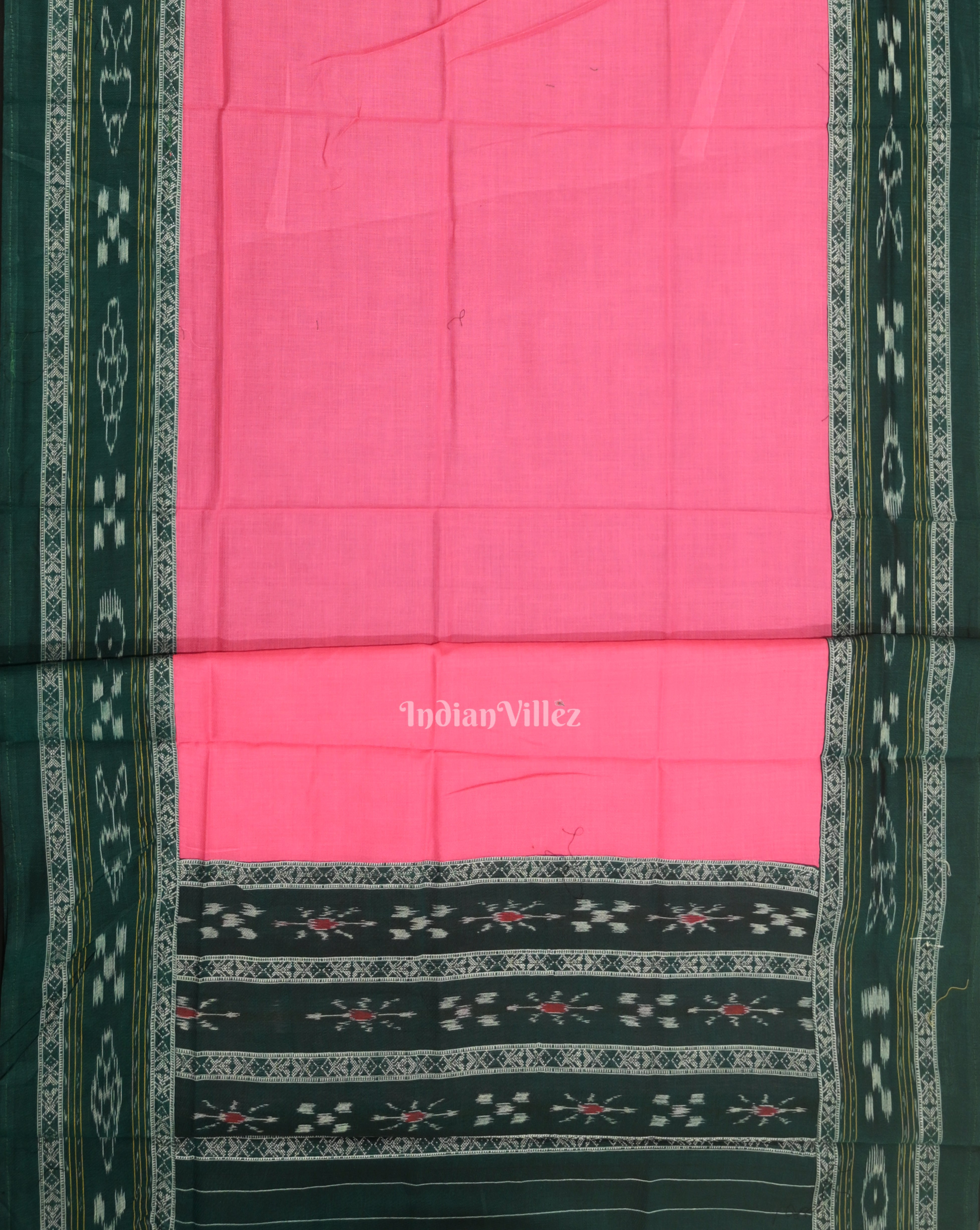 IndianVillèz Green Pink Flower Buti Odisha Ikat Sambalpuri Dress Set & Dupatta - view 3