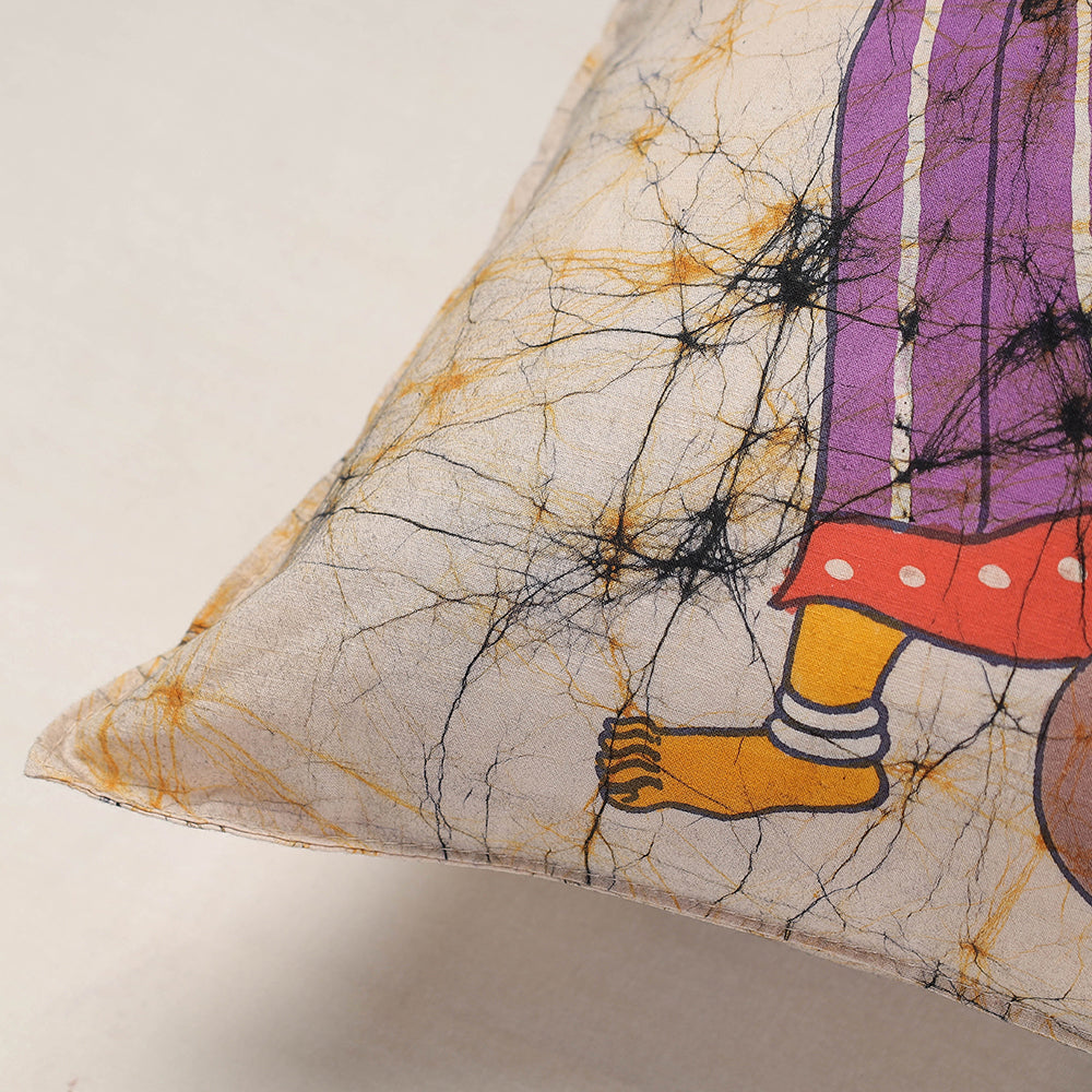 KACHCHH JI CHHAAP Beige - Hand Batik Printed Pure Cotton Cushion Cover (18 x 18 in) - view 2