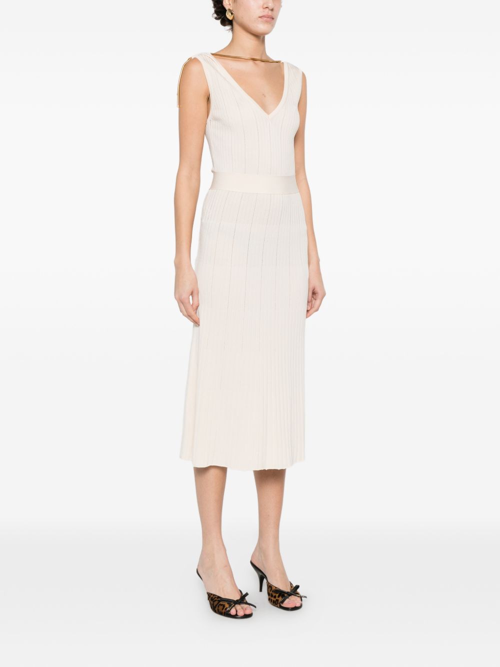 Elisabetta Franchi V-neck sleeveless A-line skirt Knitted midi dress - view 3