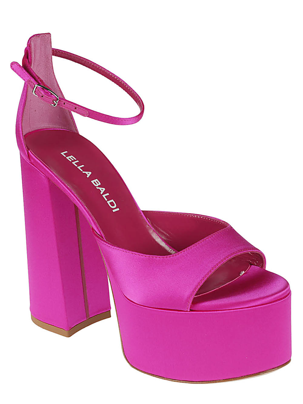 Lella Baldi fuchsia satin platform sandals - view 2