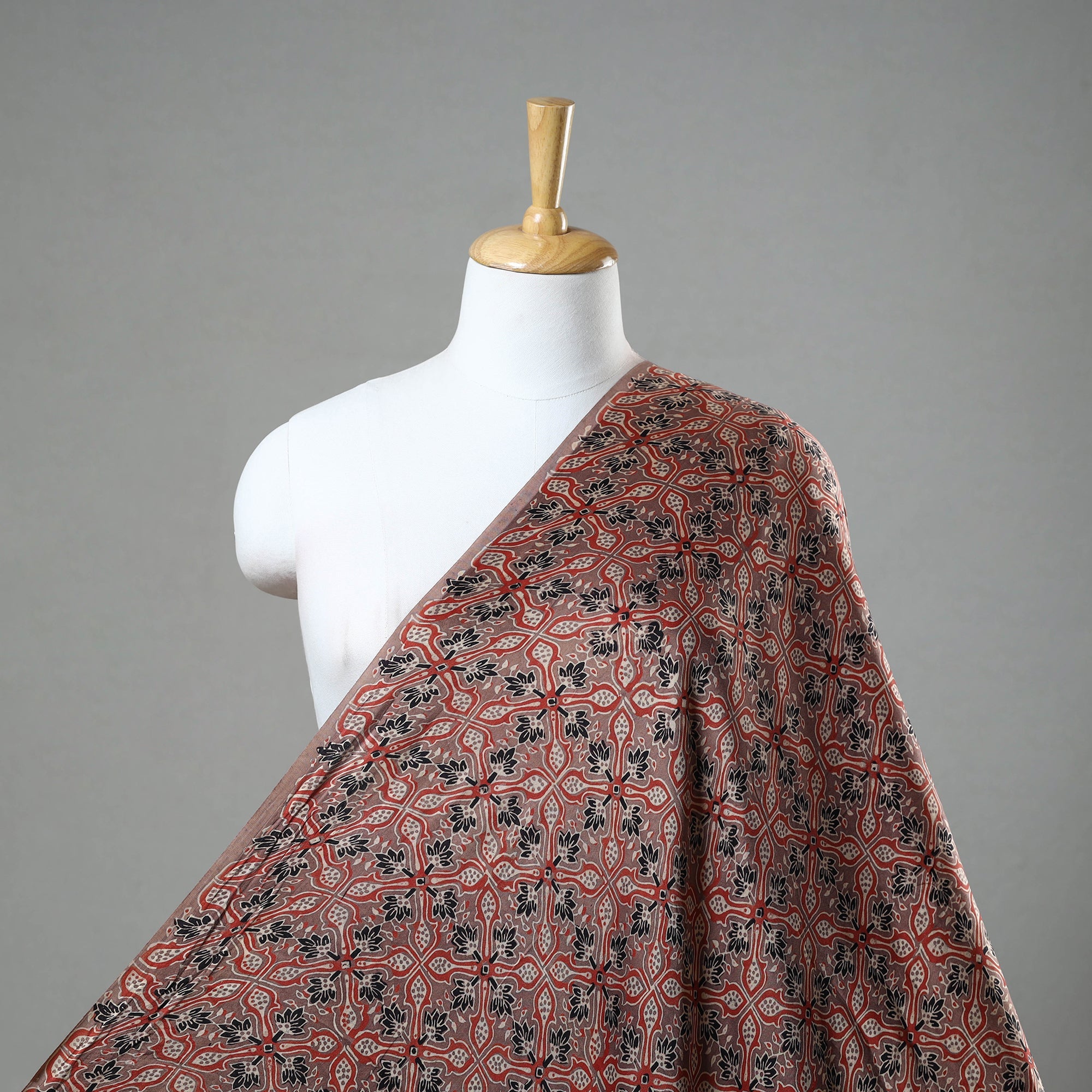 KACHCHH JI CHHAAP Brown - Modal Silk Ajrakh Print Fabric 01