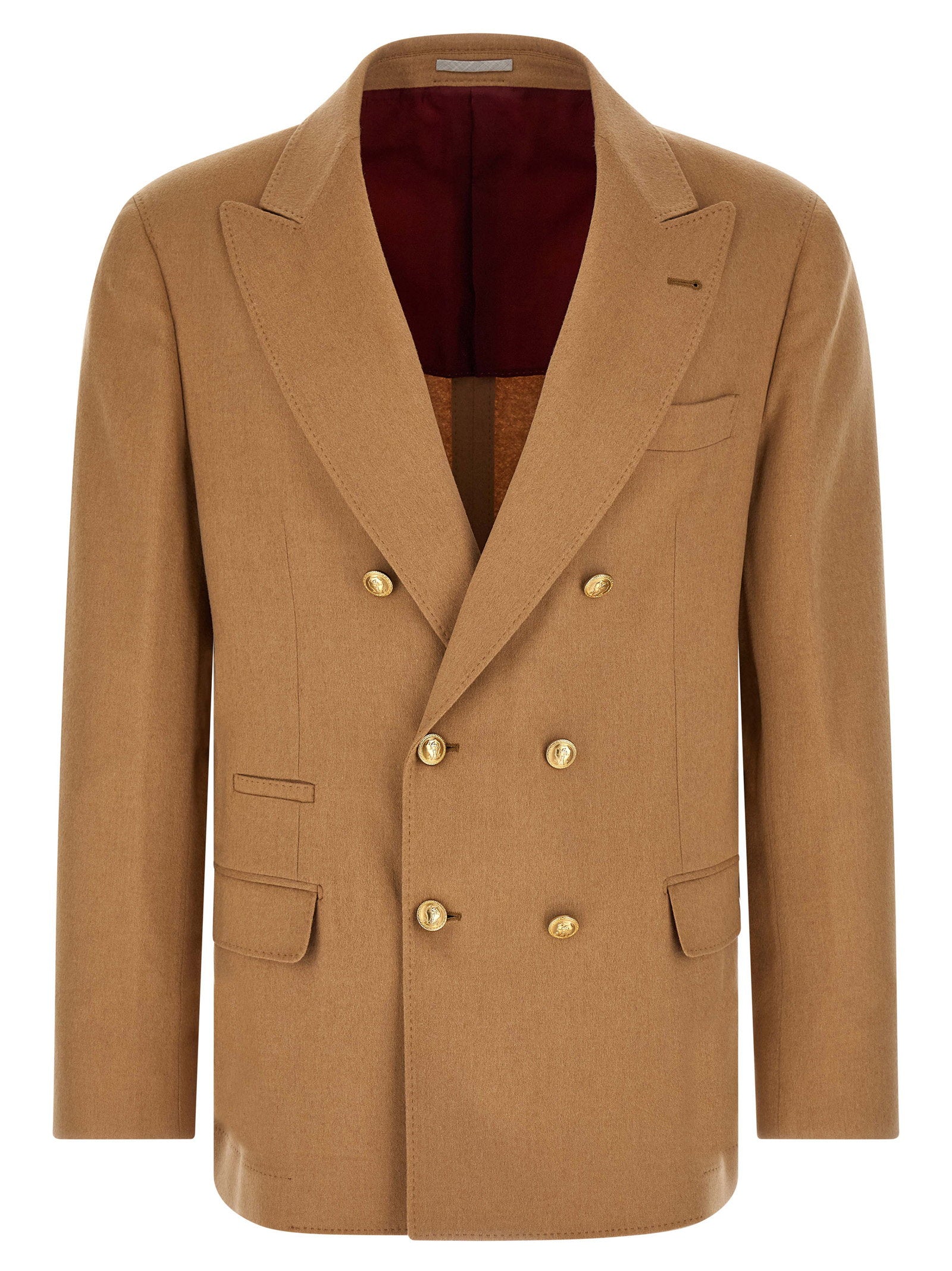 Brunello Cucinelli Double-breasted Blazer – 100% camel