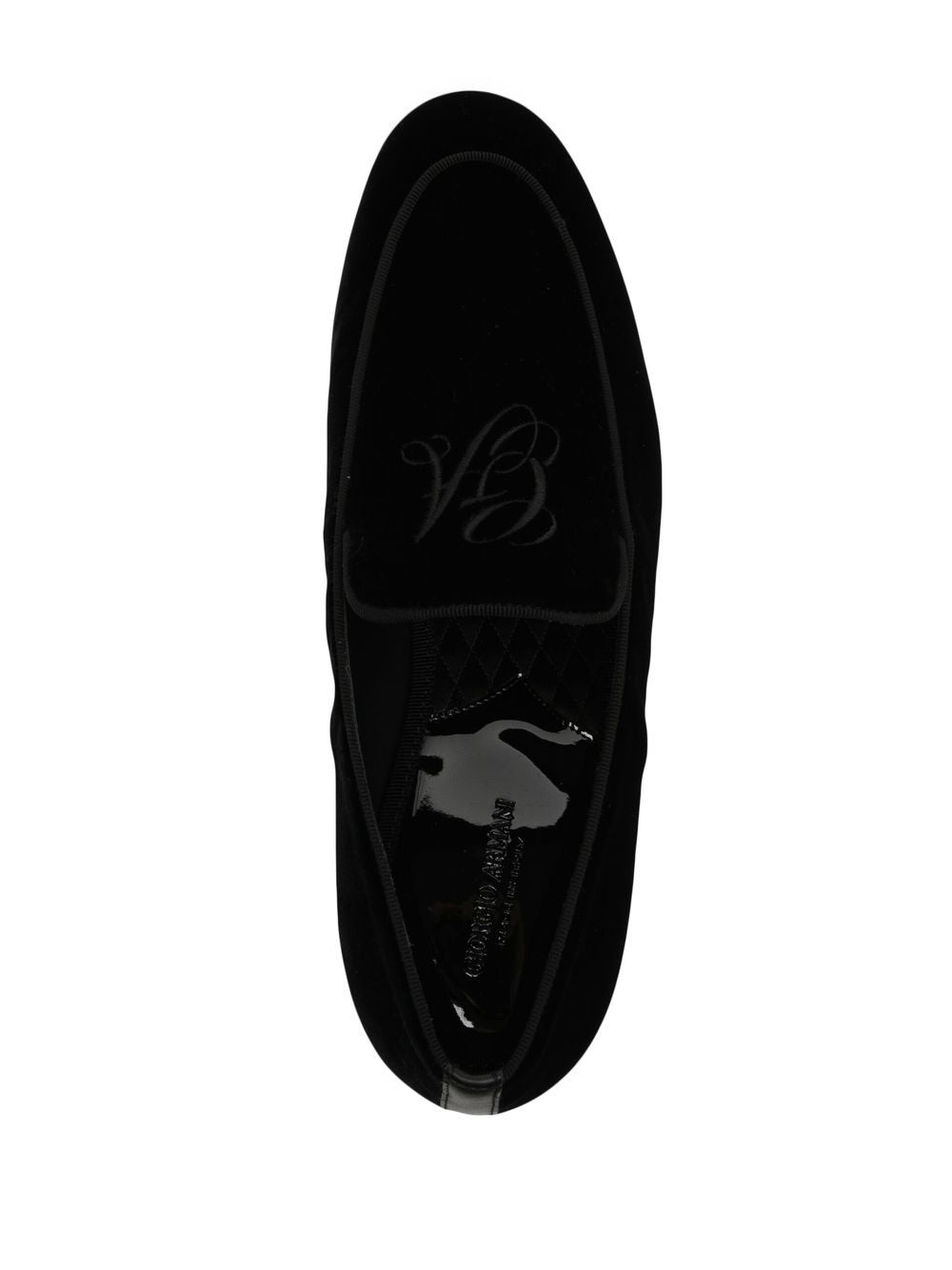 Giorgio Armani Embroidered logo velvet loafers - view 2