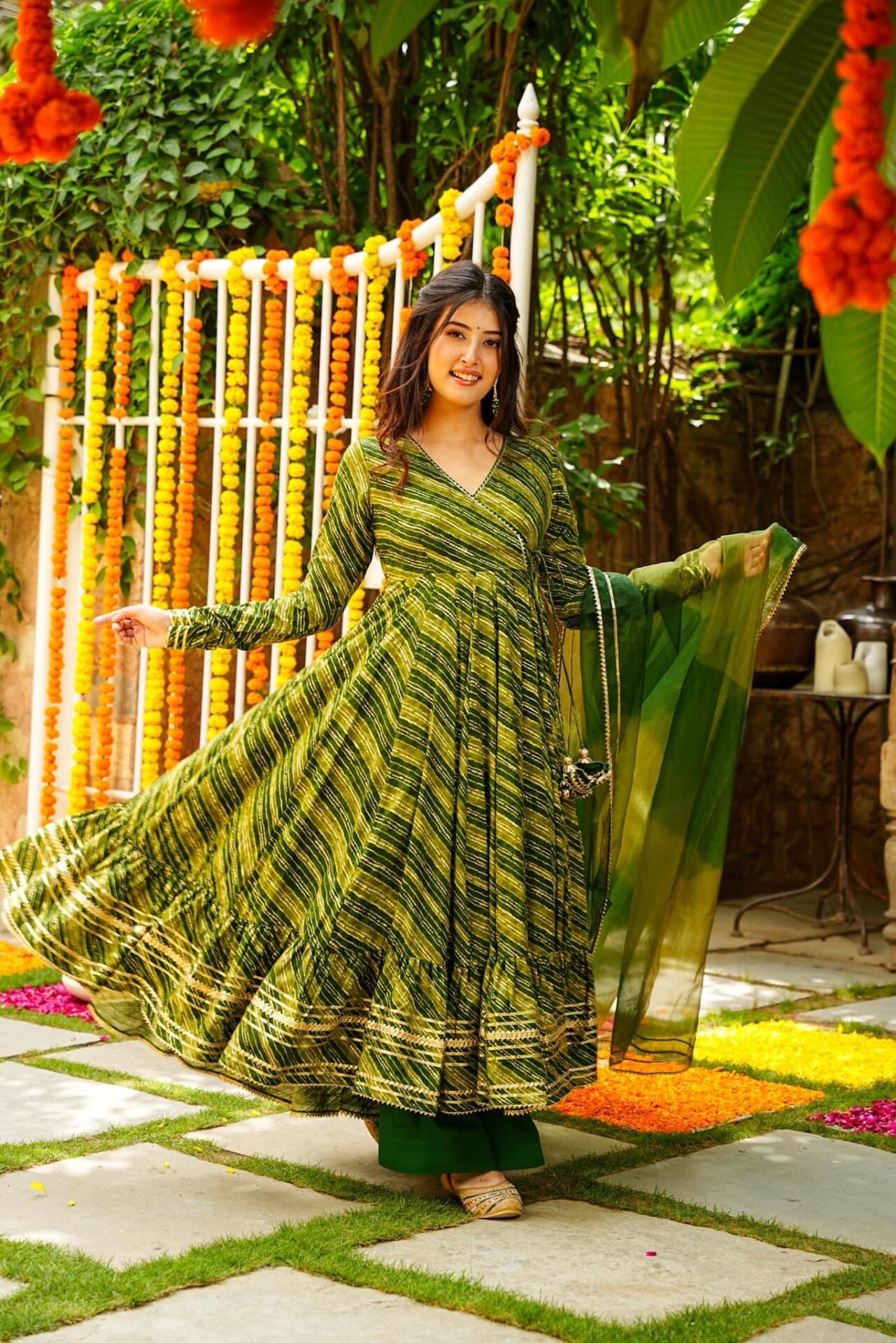 Idaho-o Ruth green kurta-palazzo set