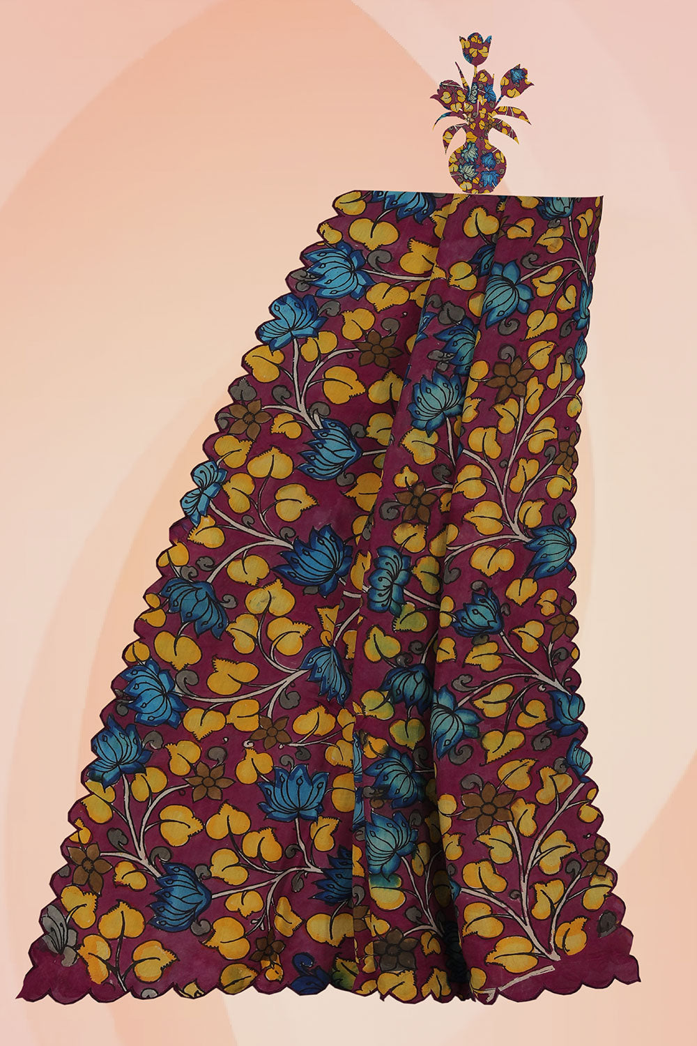 Kalanjali Kalamkari Violet Dupatta