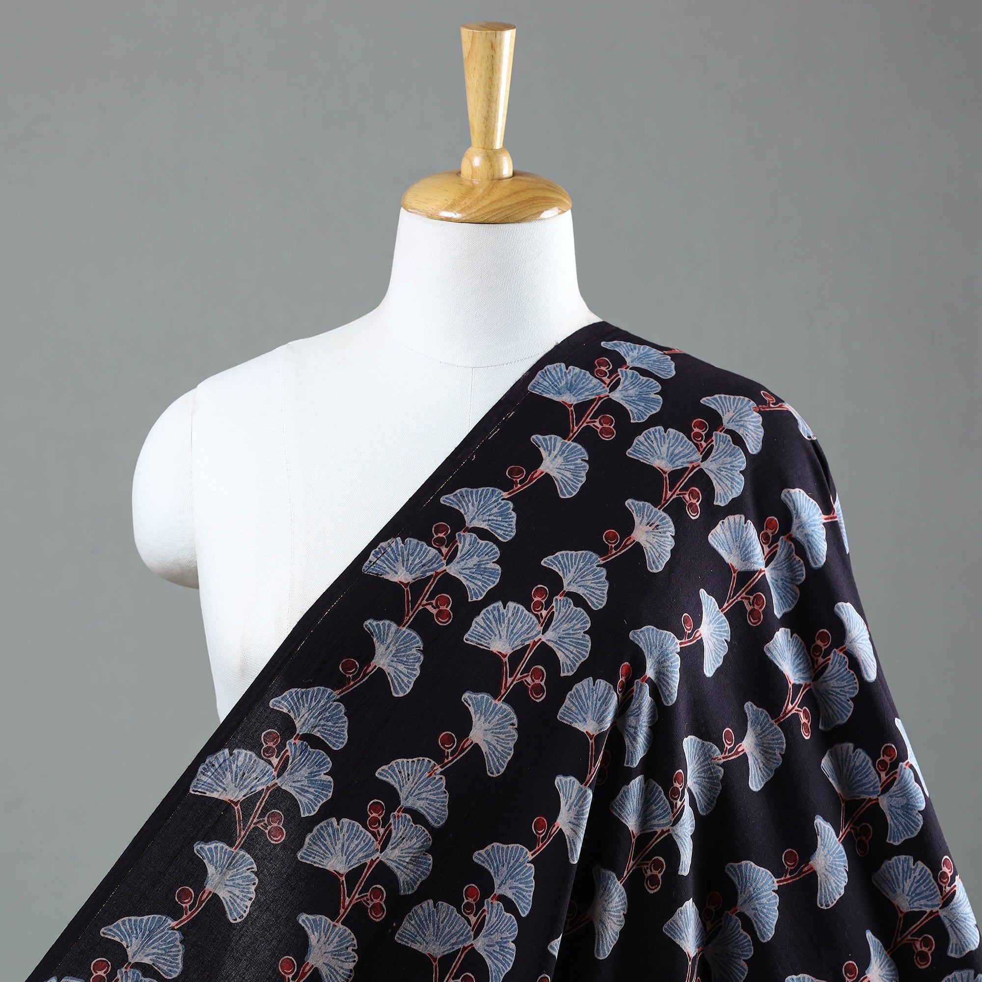 AJRAKH BY JABBAR KHATRI Black - Natural Dyed Cotton Ajrakh Print Fabric 36