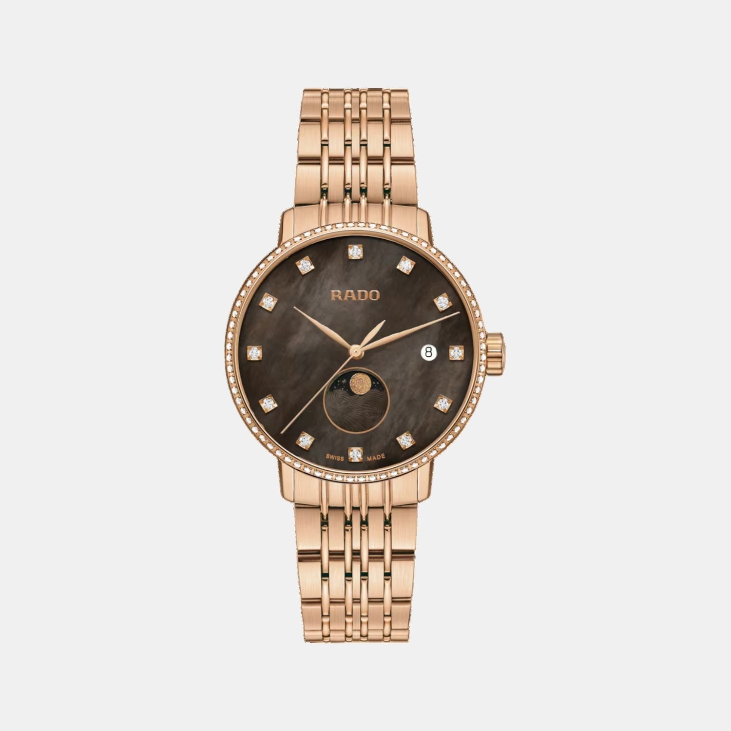 Rado Coupole Women Quartz Brown Dial Analog Stainless Steel Watch R22884903