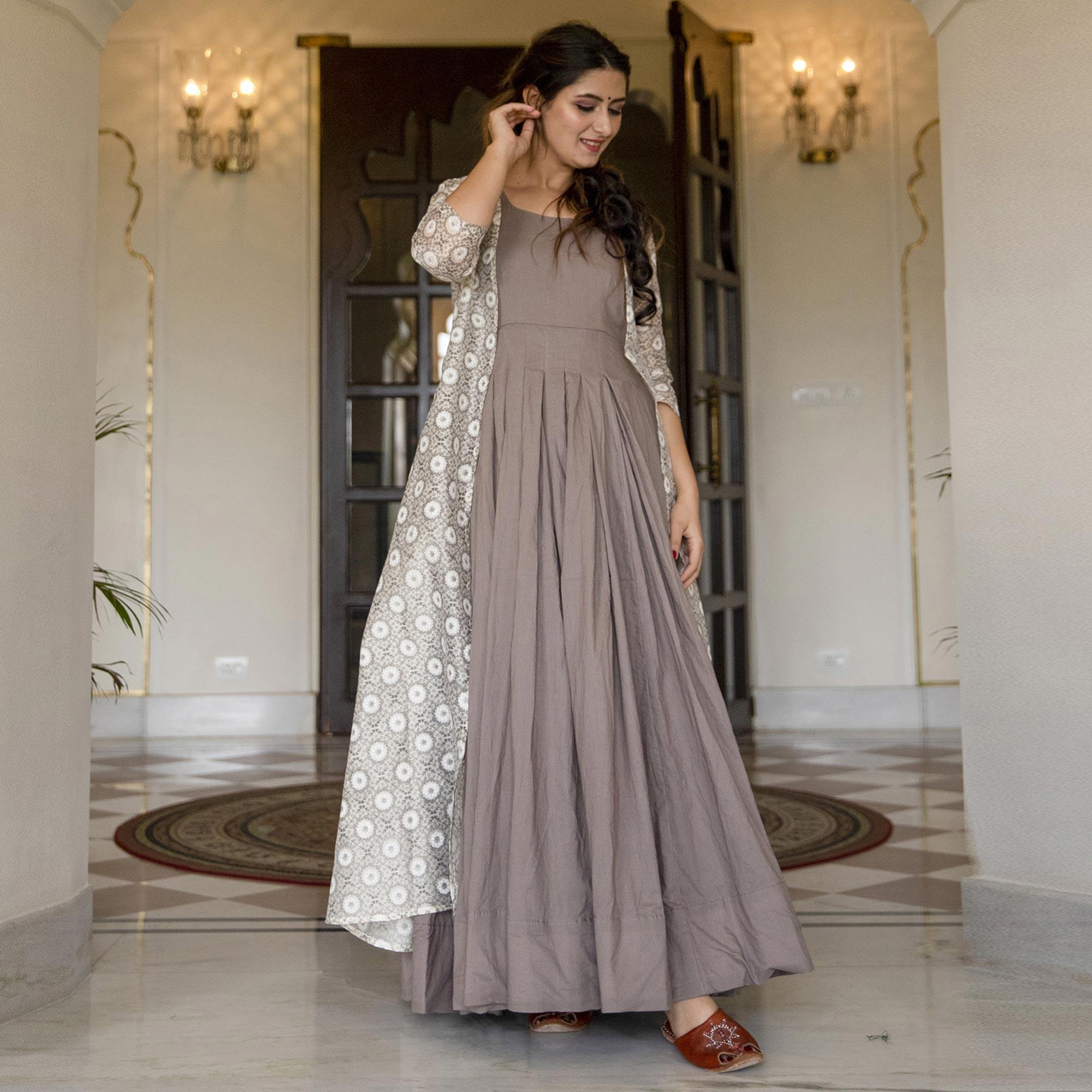 Peachmode Seller Imposing Grey Colored Casual Designer Digital Printed Maslin Kurti - view 2