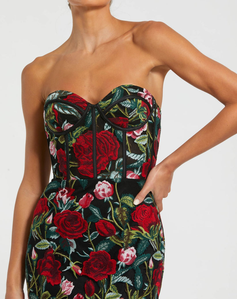 Mac Duggal 20757 Long Fitted Floral Applique Formal Dress - view 3