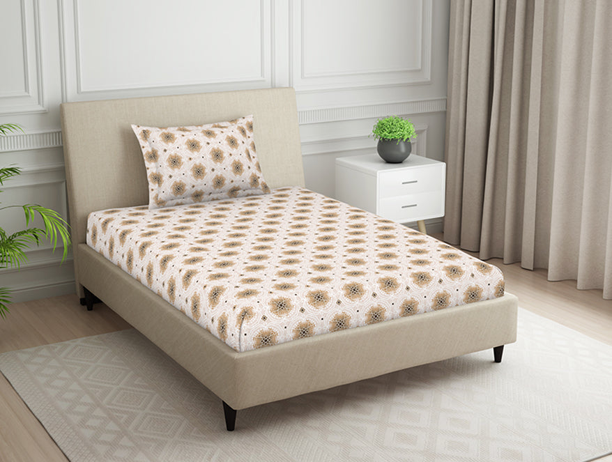 Spaces India Ornate Brown Polycotton Bedsheets Single Harmony - By Welspun - view 2
