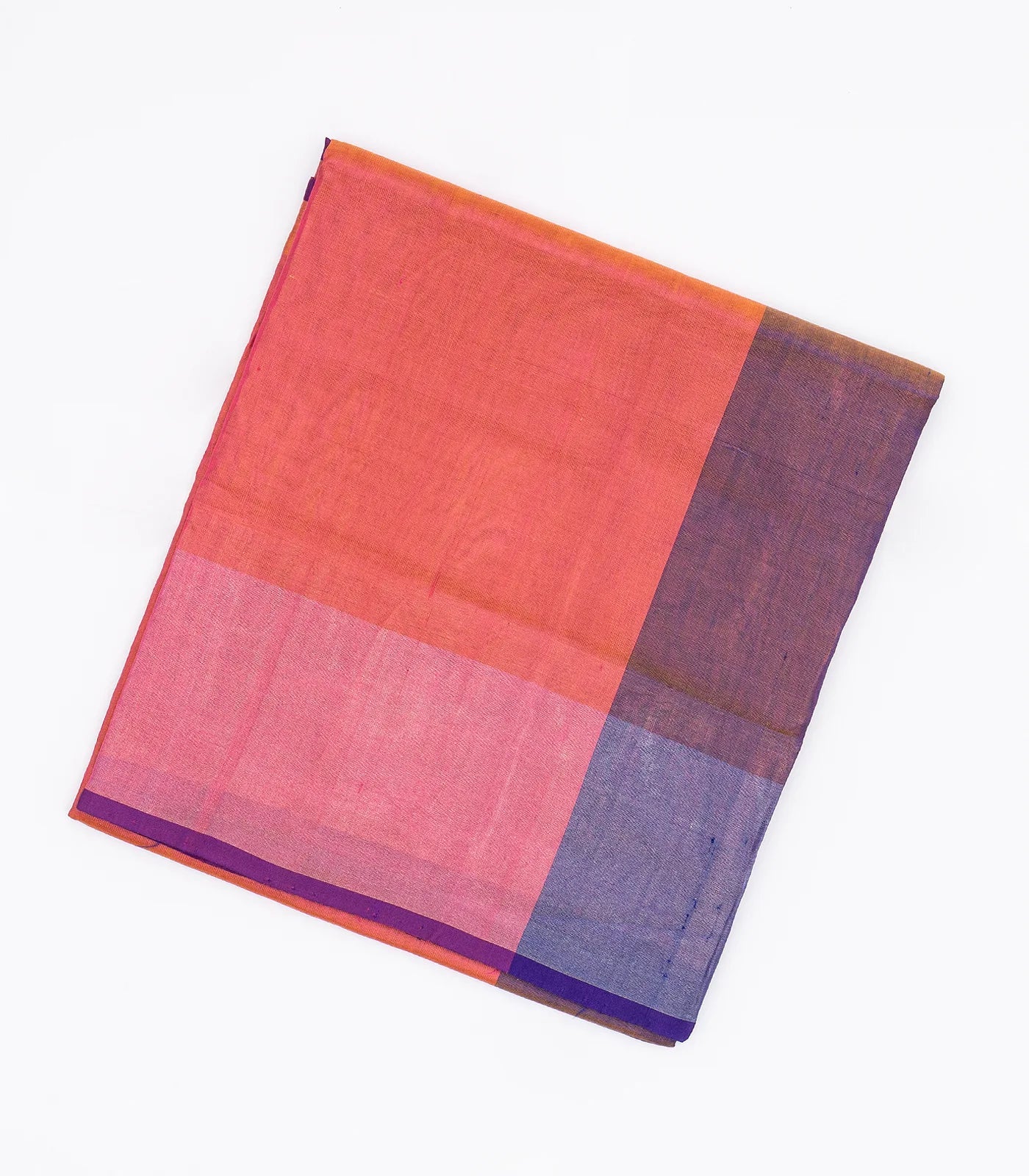 RmKV Peach Handloom Uppada Plain Silk Saree With Blue Border