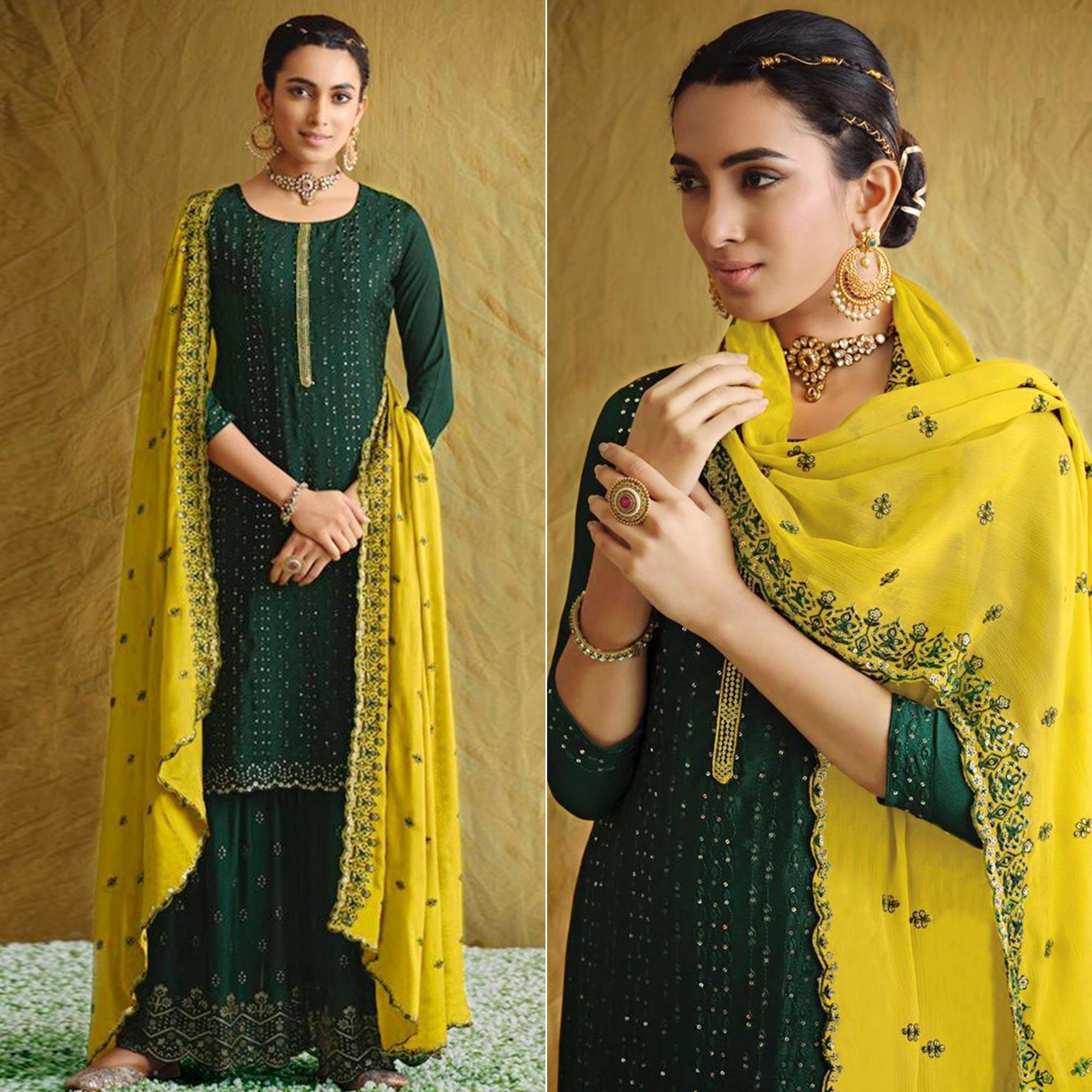 Green trousers – BlackTree green-embroidered-chiffon-palazzo-suit-145338