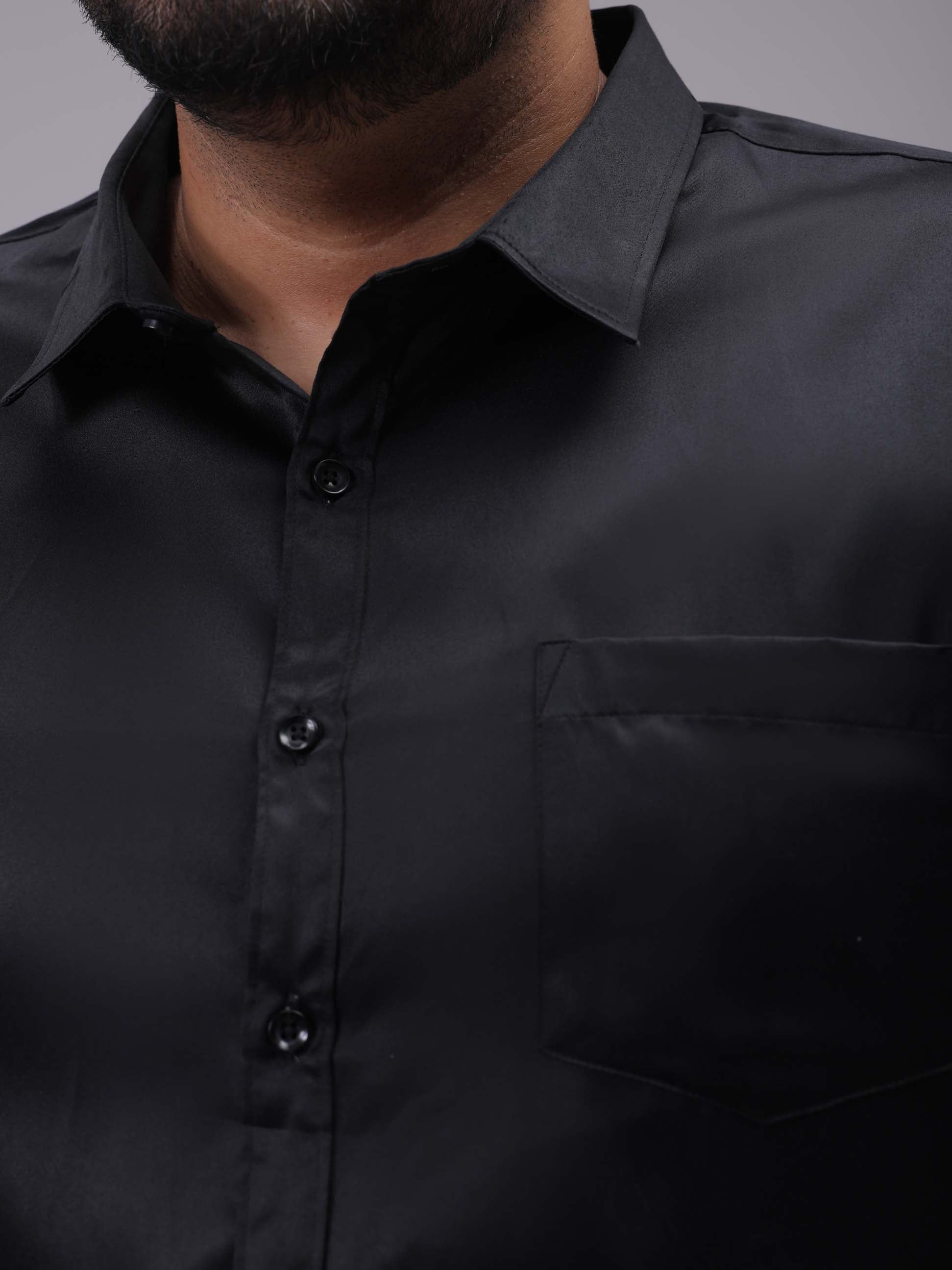 HARDSODA Men's Plus Size Black Regular Fit Solid Formal Shirt - view 6