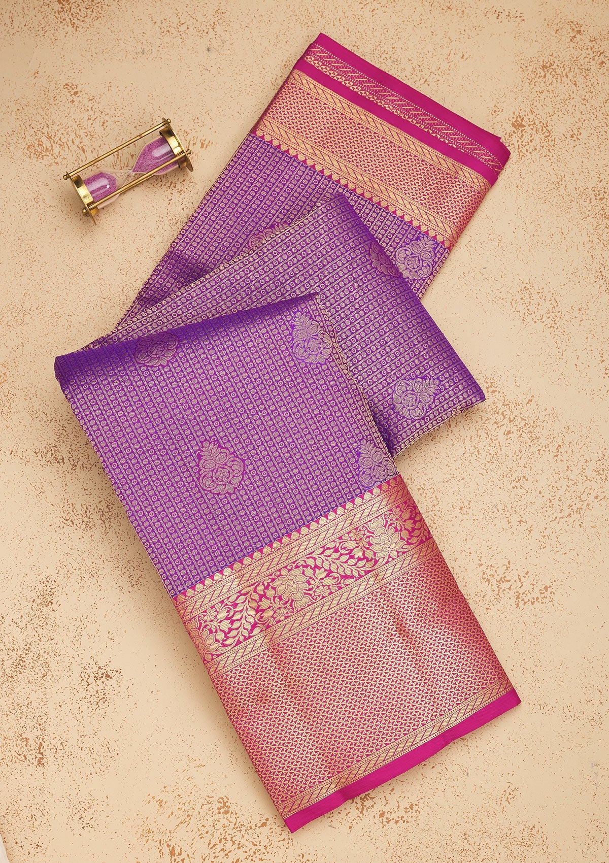 Koskii Purple Zariwork Pure Silk Saree – Women's