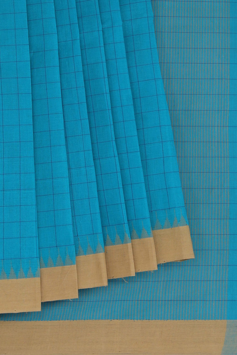Kalanjali Cotton Kattam Blue Saree – Women's