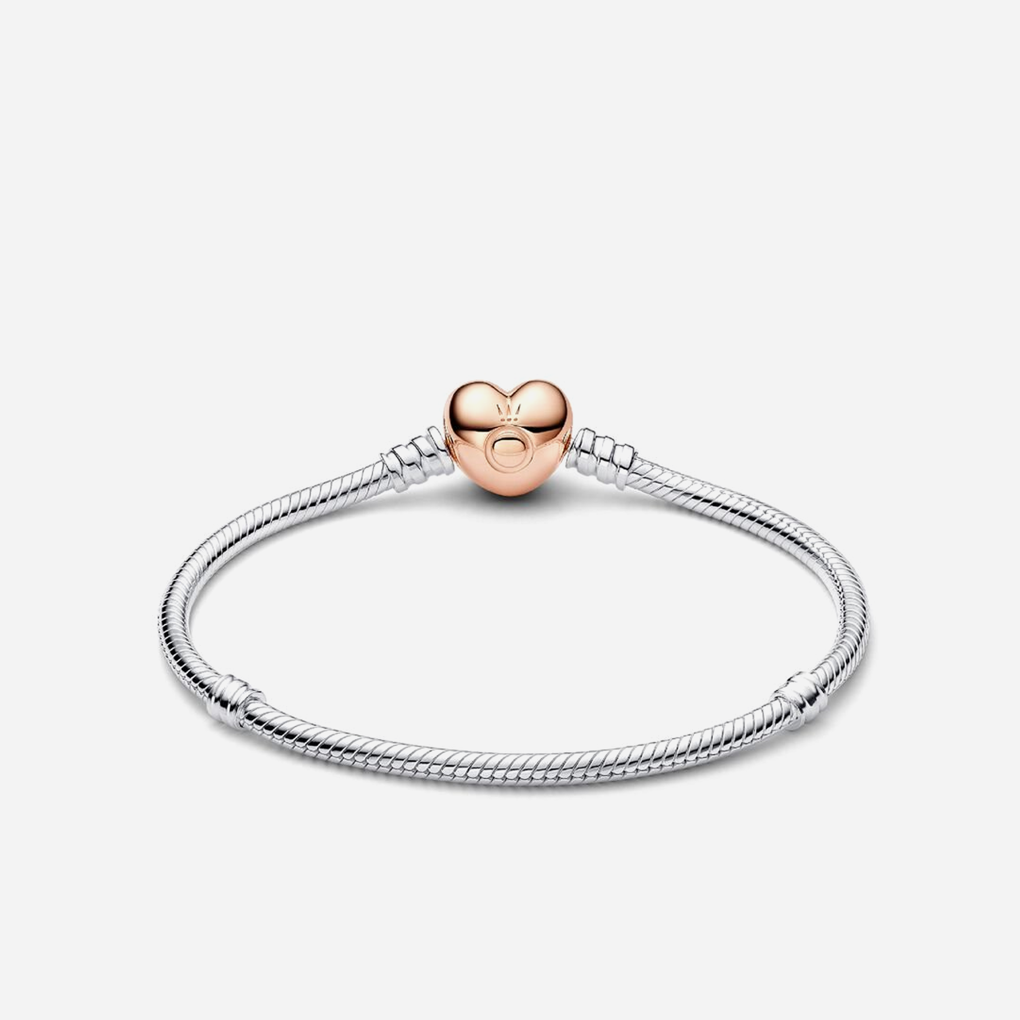 Pandora Moments Heart & Snake Chain Bracelet Two-Tone Rose Gold - view 2