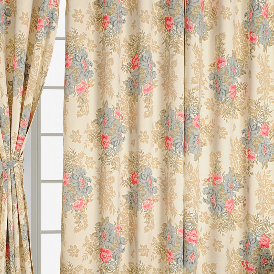Swayam India Peach Floral Sigma Curtains- 1986 - view 4